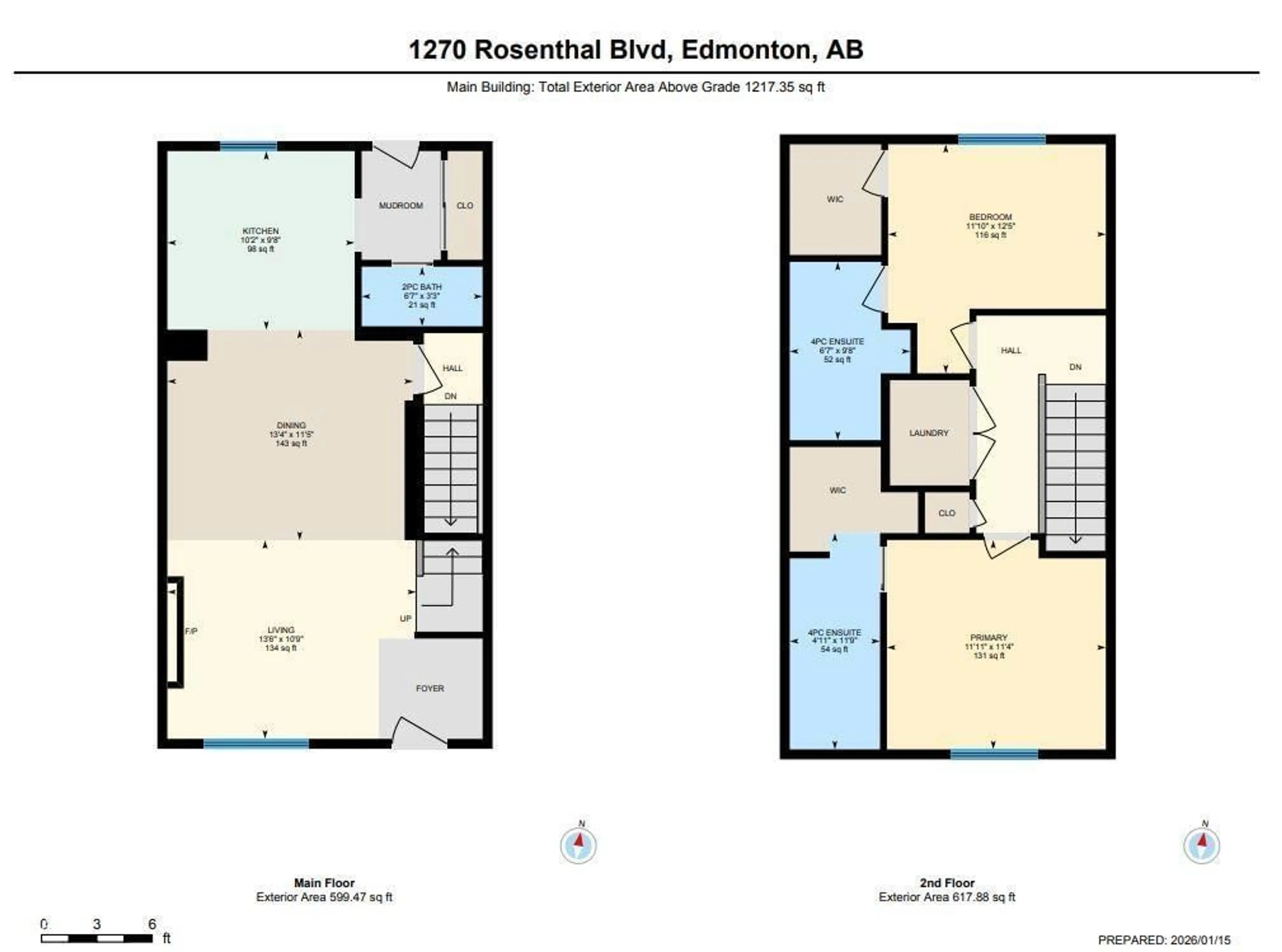 Floor plan for 1270 ROSENTHAL BV, Edmonton Alberta T5T7N6