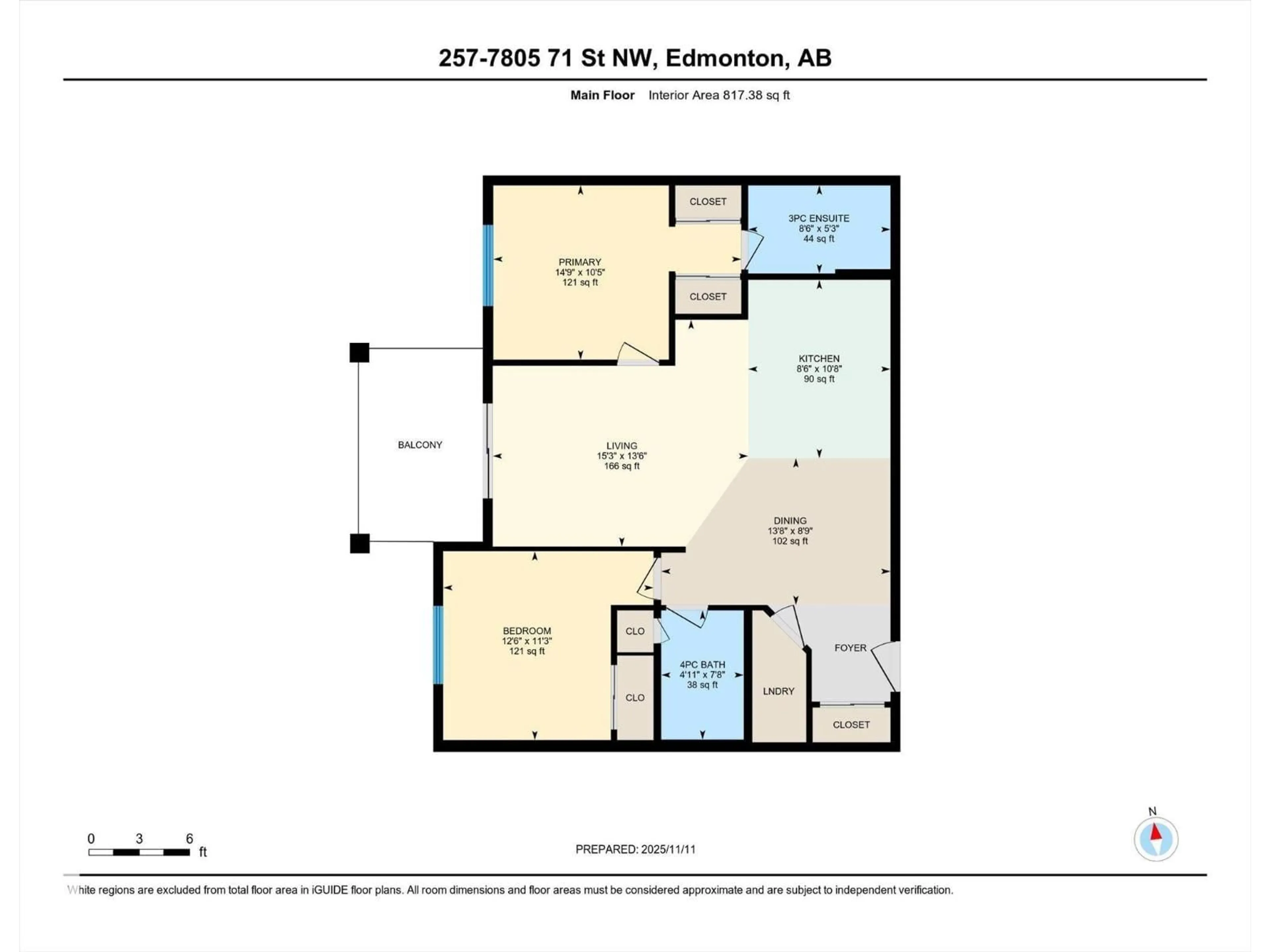Floor plan for 257 - 7805 71 ST NW, Edmonton Alberta T6B3V6