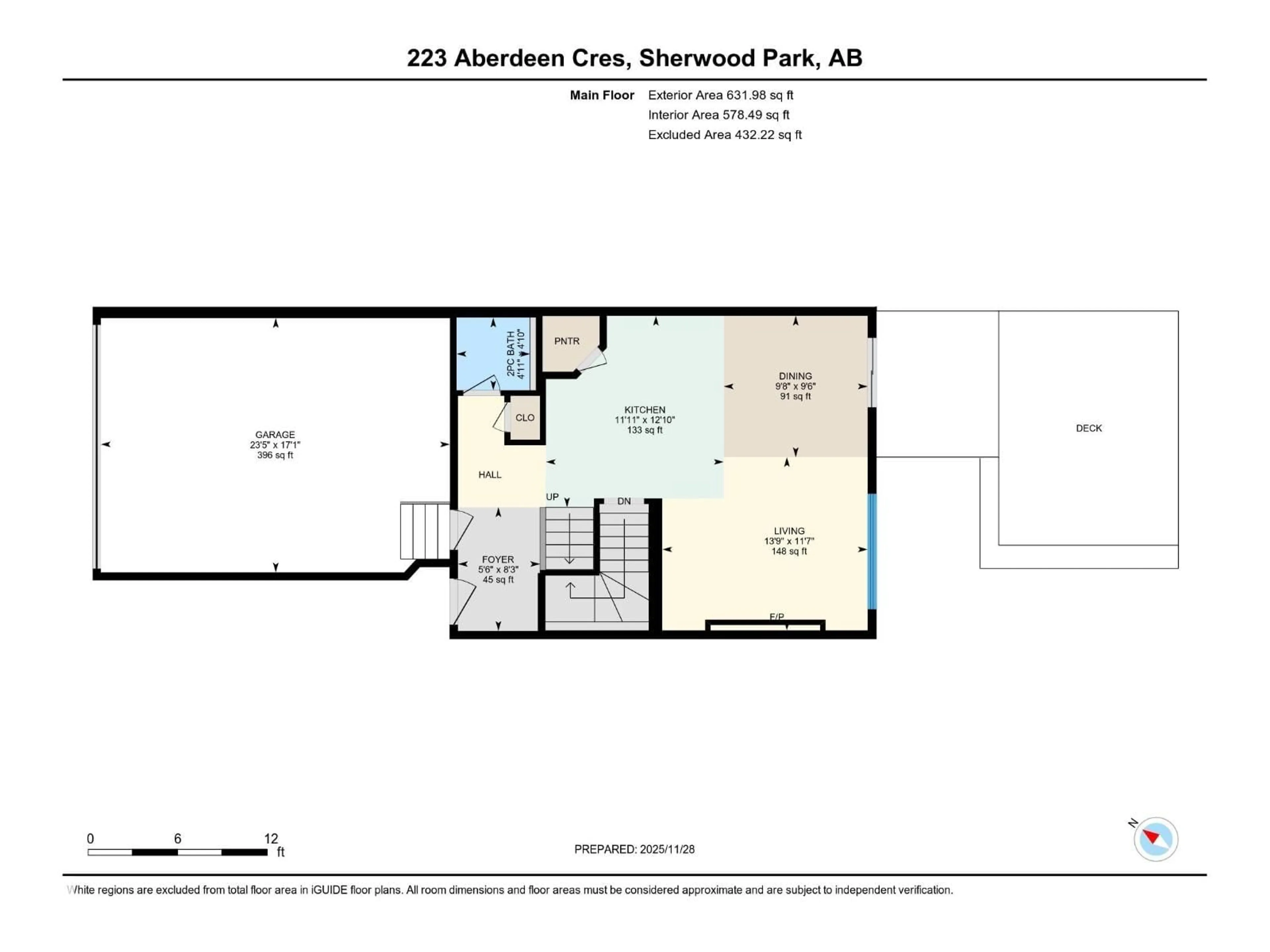 Floor plan for 223 ABERDEEN CR, Sherwood Park Alberta T8H0Z1