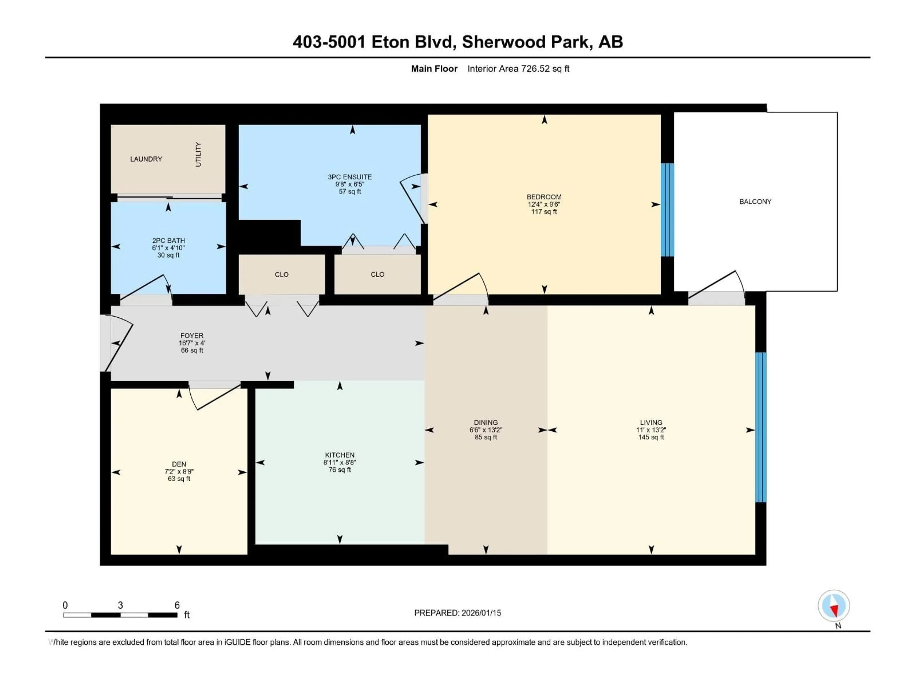 Floor plan for 403 - 5001 ETON BV, Sherwood Park Alberta T8H0N7