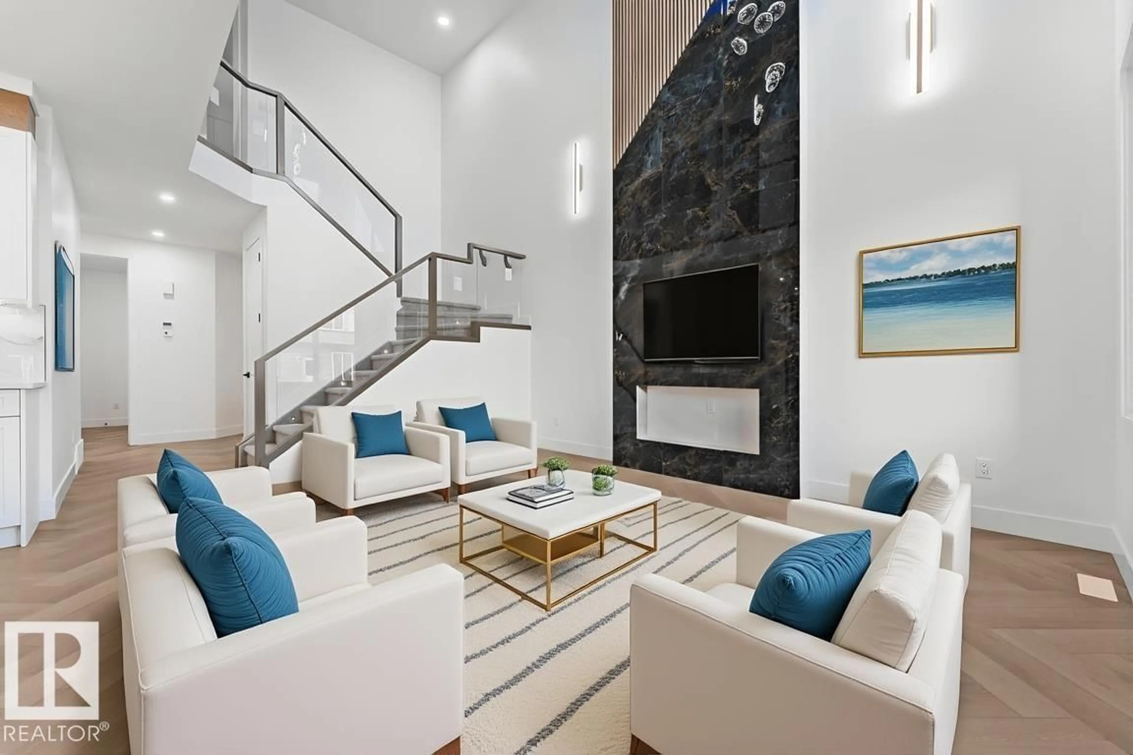 Living room with furniture, unknown for 4305 36 ST, Beaumont Alberta T4X3G6