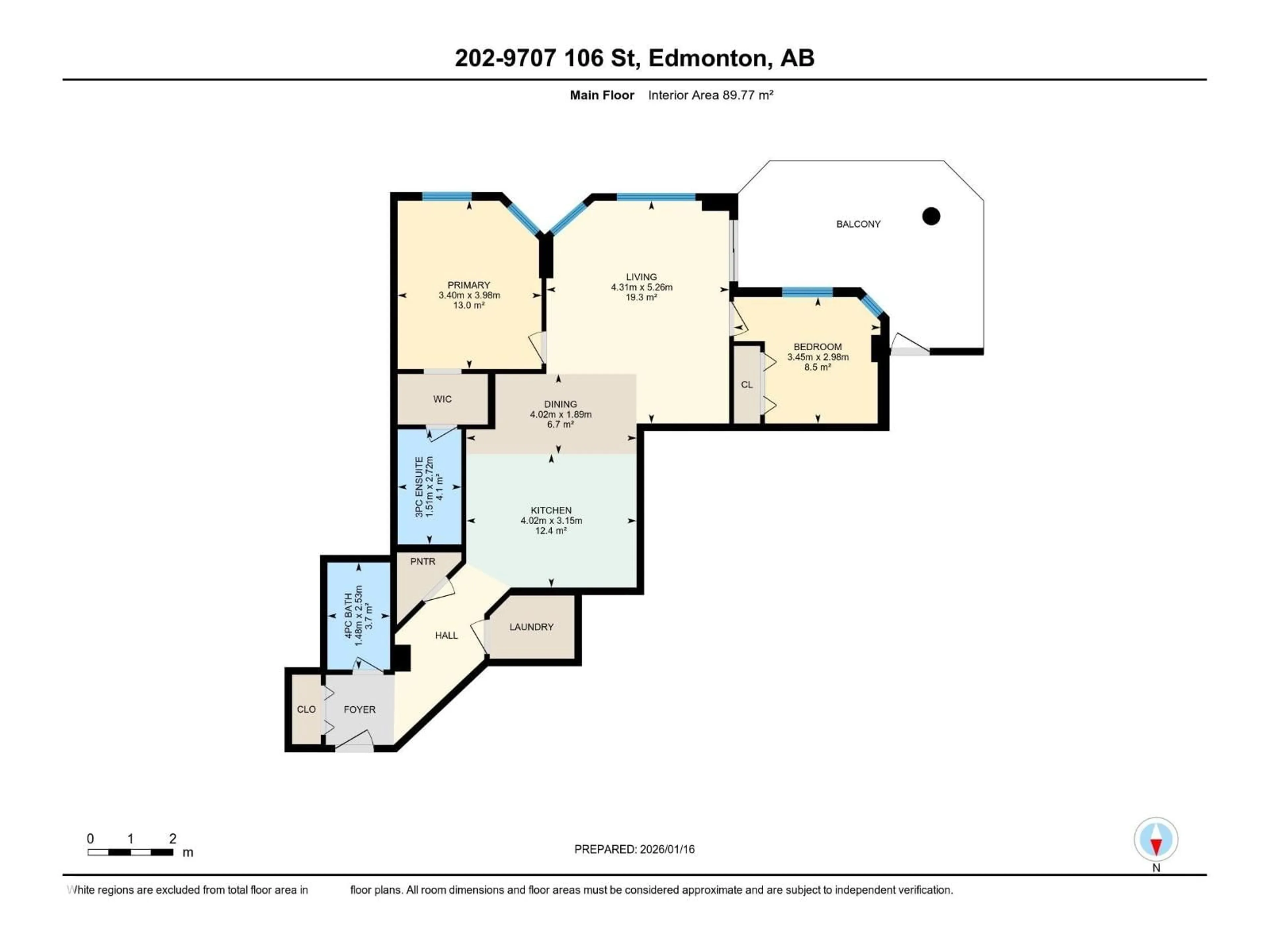 Floor plan for 202 - 9707 106 ST, Edmonton Alberta T5K0B7