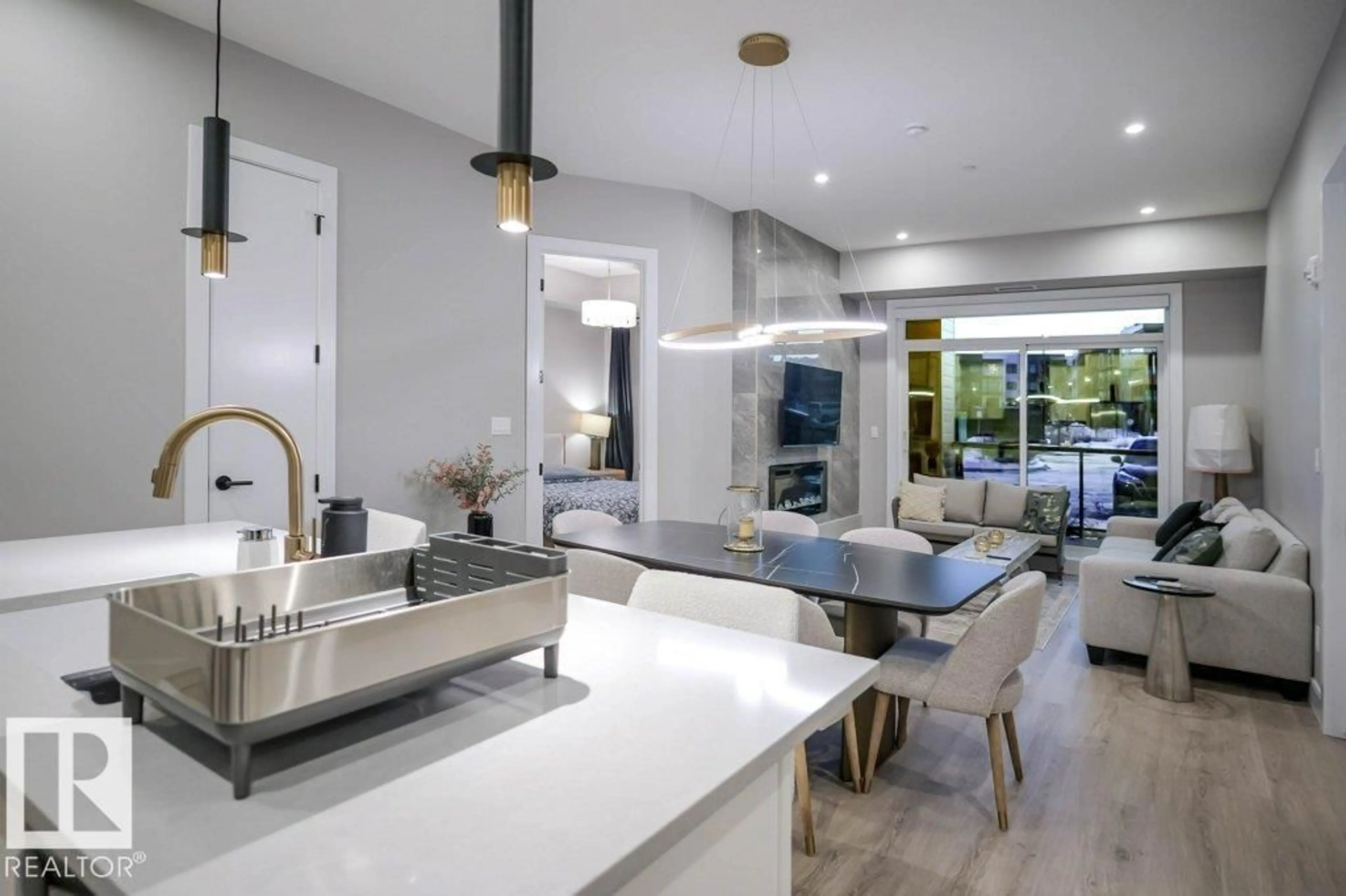 Open concept kitchen, ceramic/tile floor for #101 - 7471 MAY CM, Edmonton Alberta T6R0V2