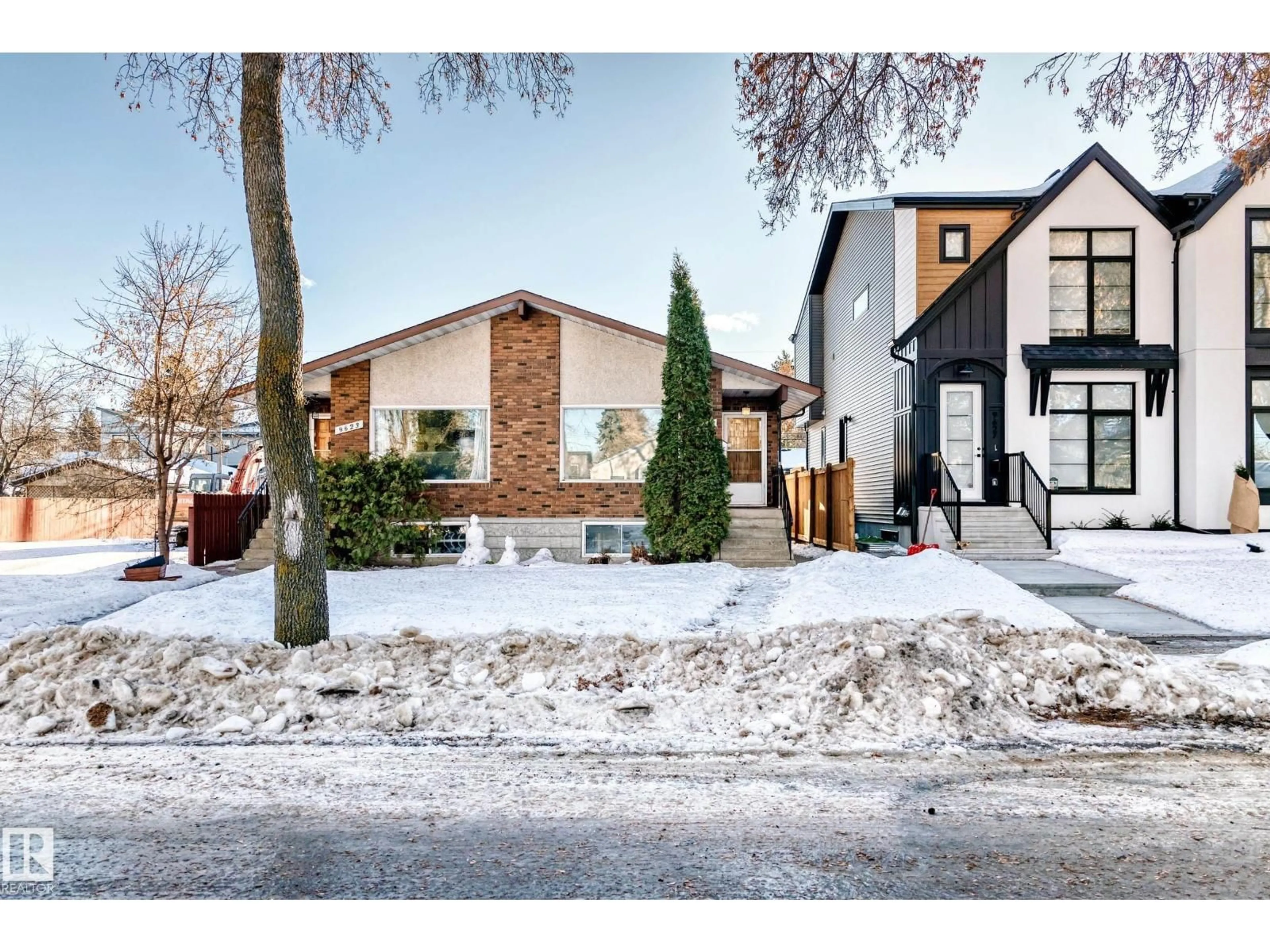 Home with brick exterior material, street for 9623/9625 73 AV, Edmonton Alberta T6E1B3