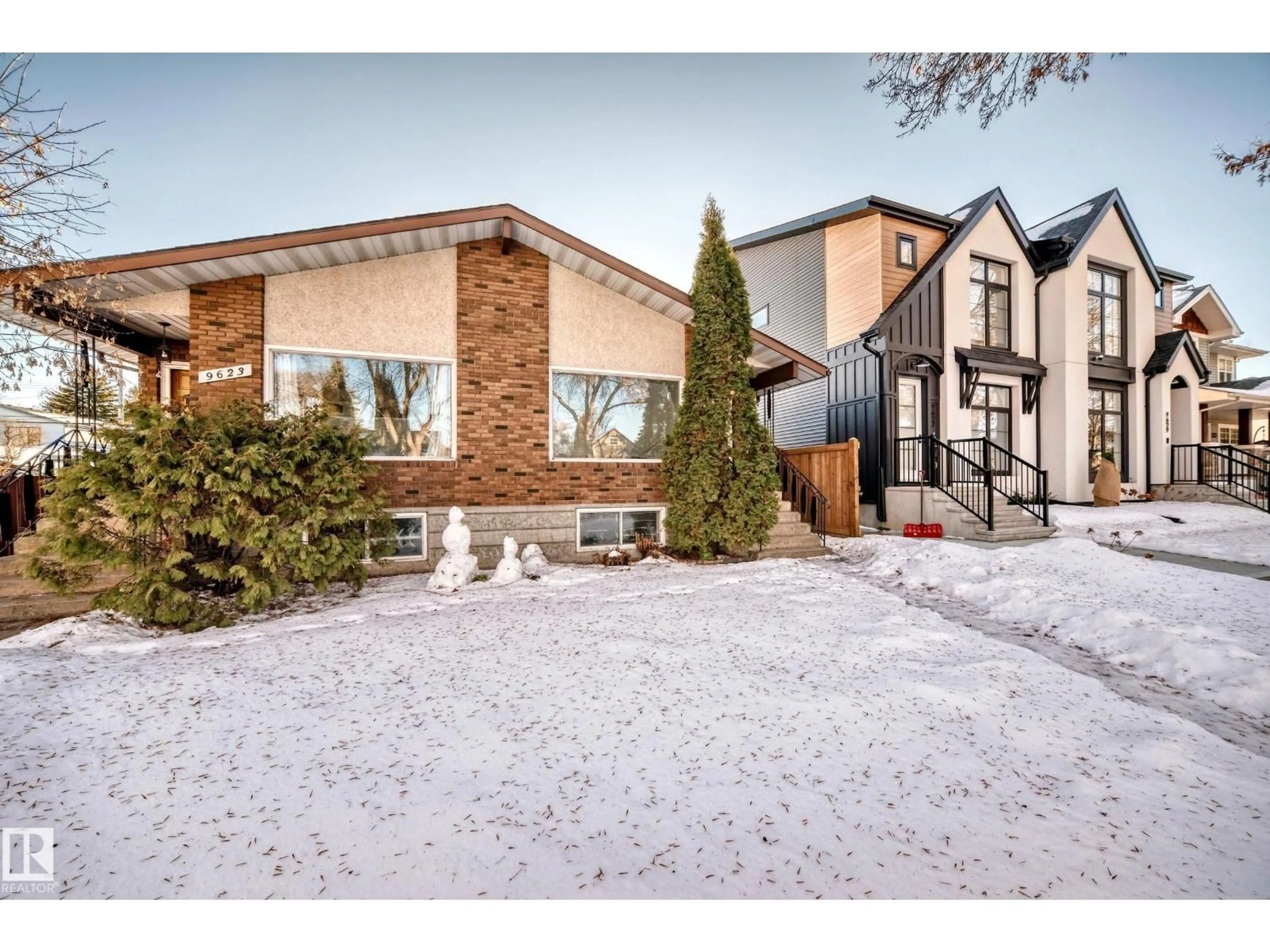 Home with brick exterior material, street for 9623/9625 73 AV, Edmonton Alberta T6E1B3