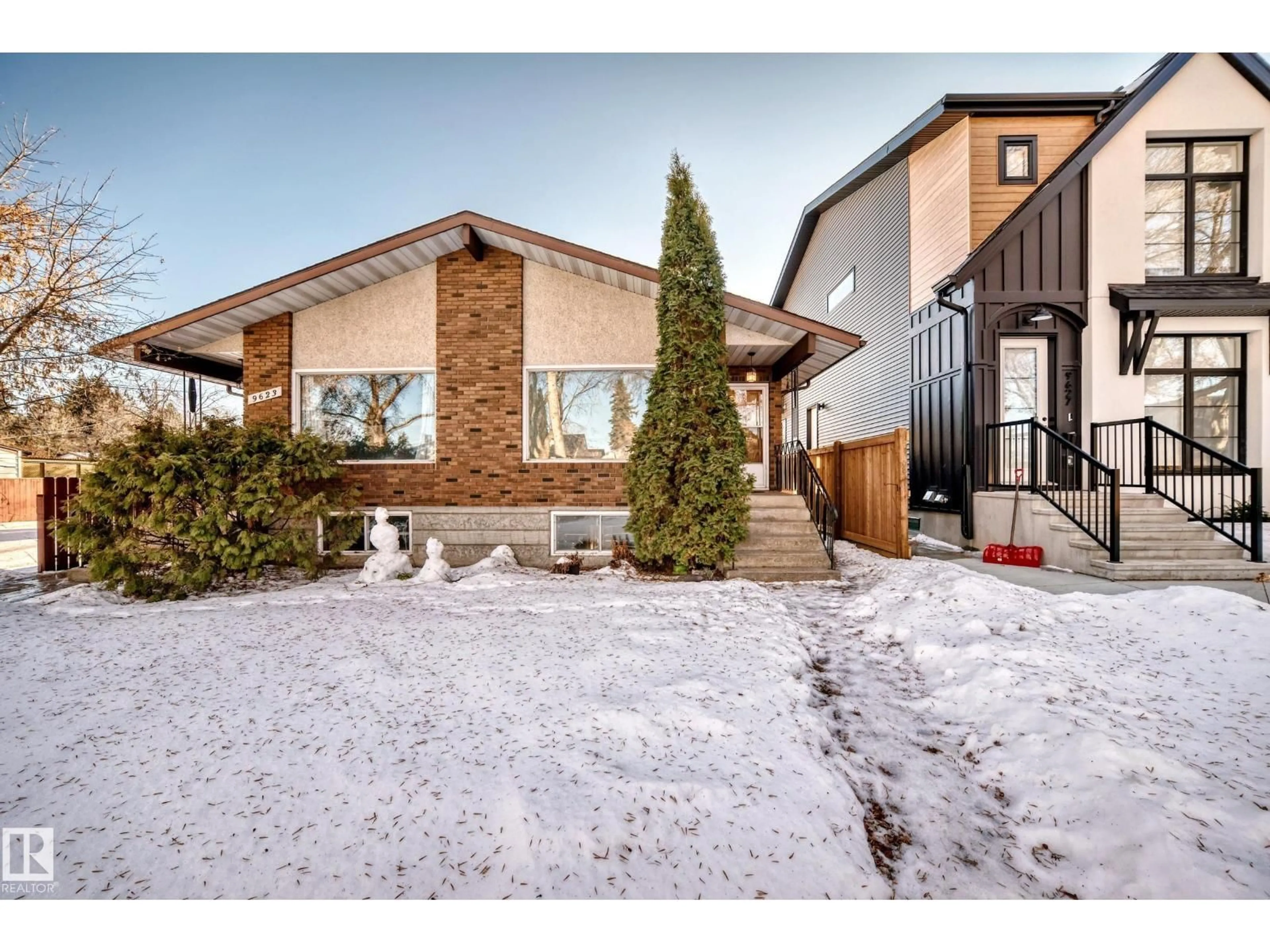Home with brick exterior material, street for 9623/9625 73 AV, Edmonton Alberta T6E1B3