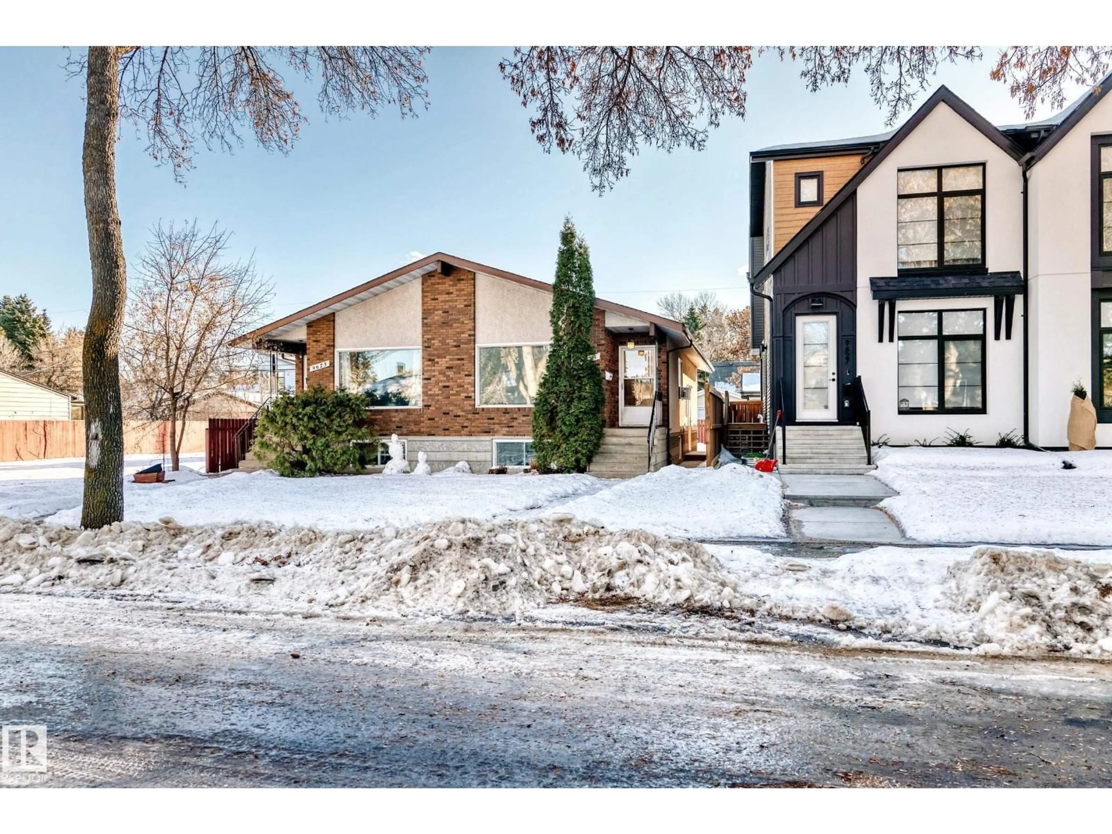 Home with brick exterior material, street for 9623/9625 73 AV, Edmonton Alberta T6E1B3