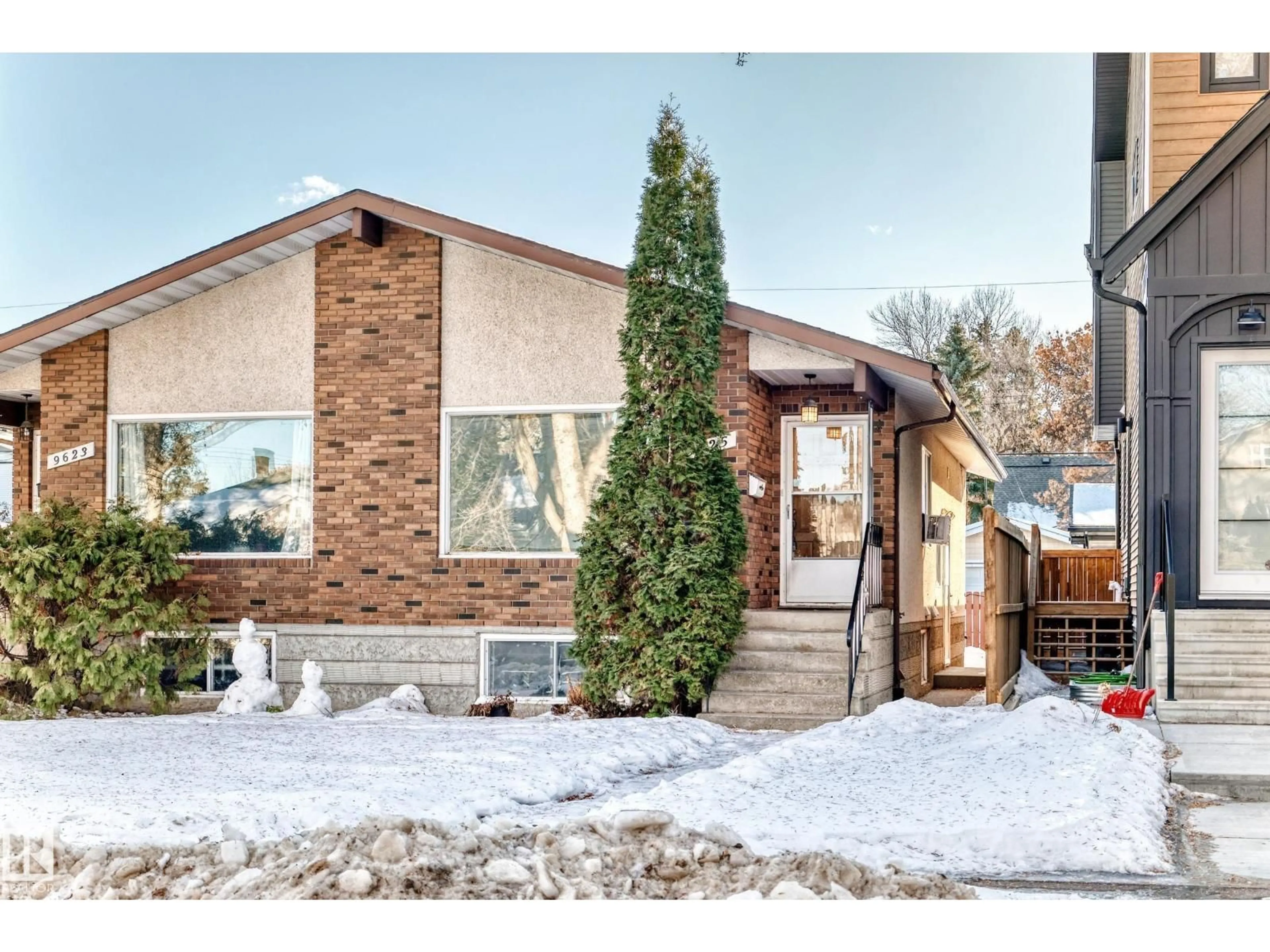 Home with brick exterior material, street for 9623/9625 73 AV, Edmonton Alberta T6E1B3