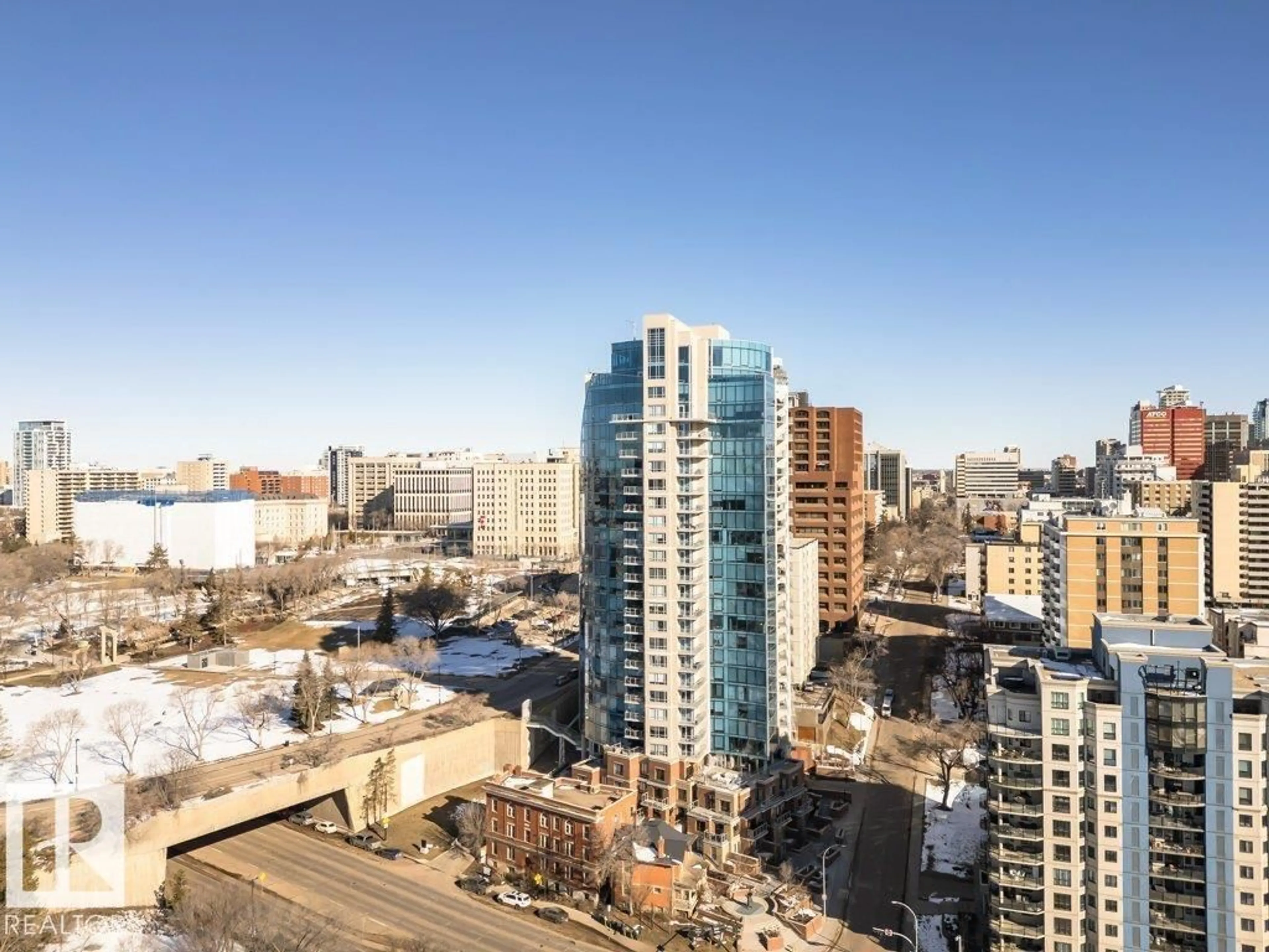 A pic from outside/outdoor area/front of a property/back of a property/a pic from drone, city buildings view from balcony for 601 - 9720 106 ST, Edmonton Alberta T5K0K8