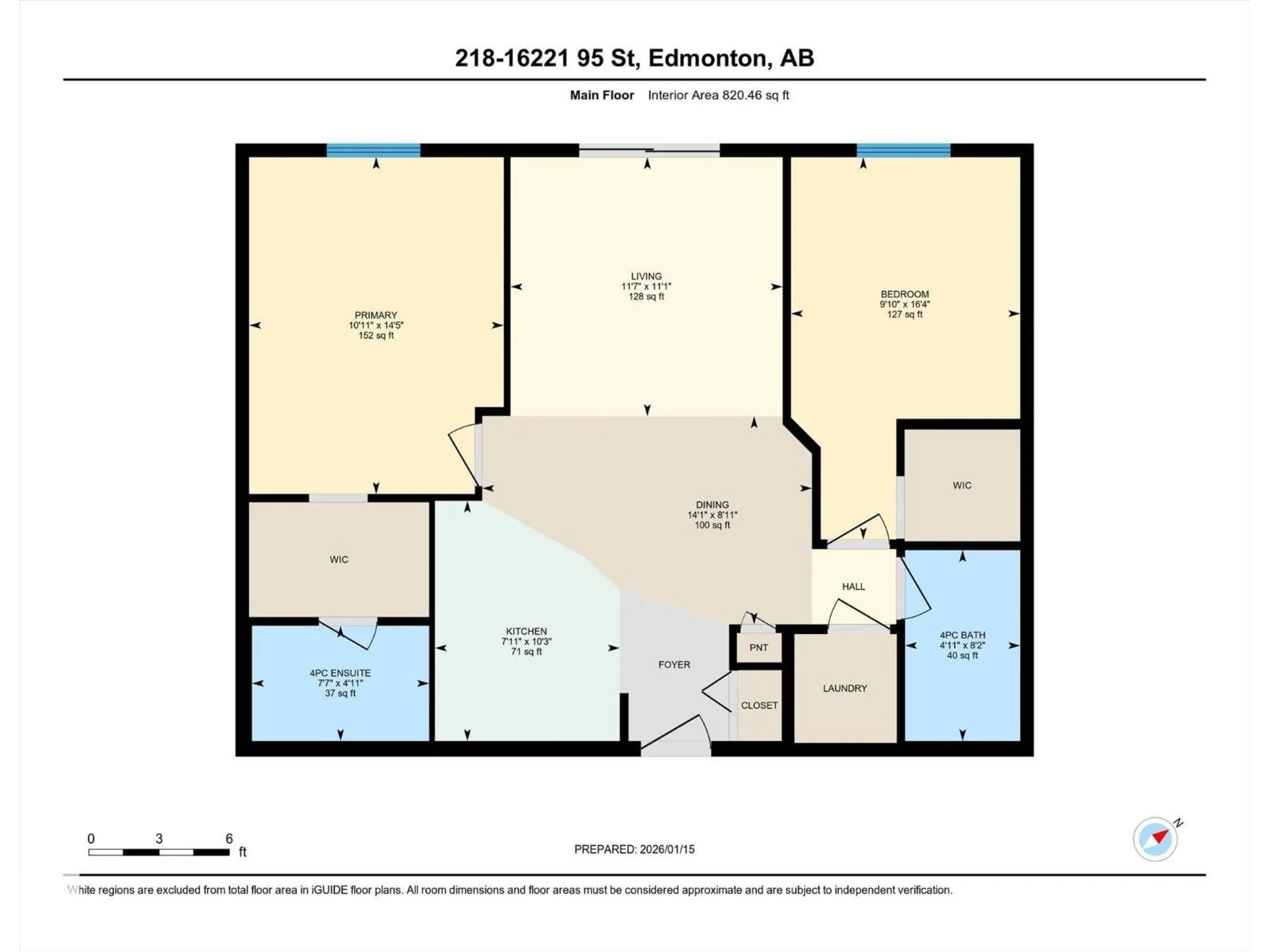 Floor plan for 218 16221 95 ST NW, Edmonton Alberta T5Z3V3