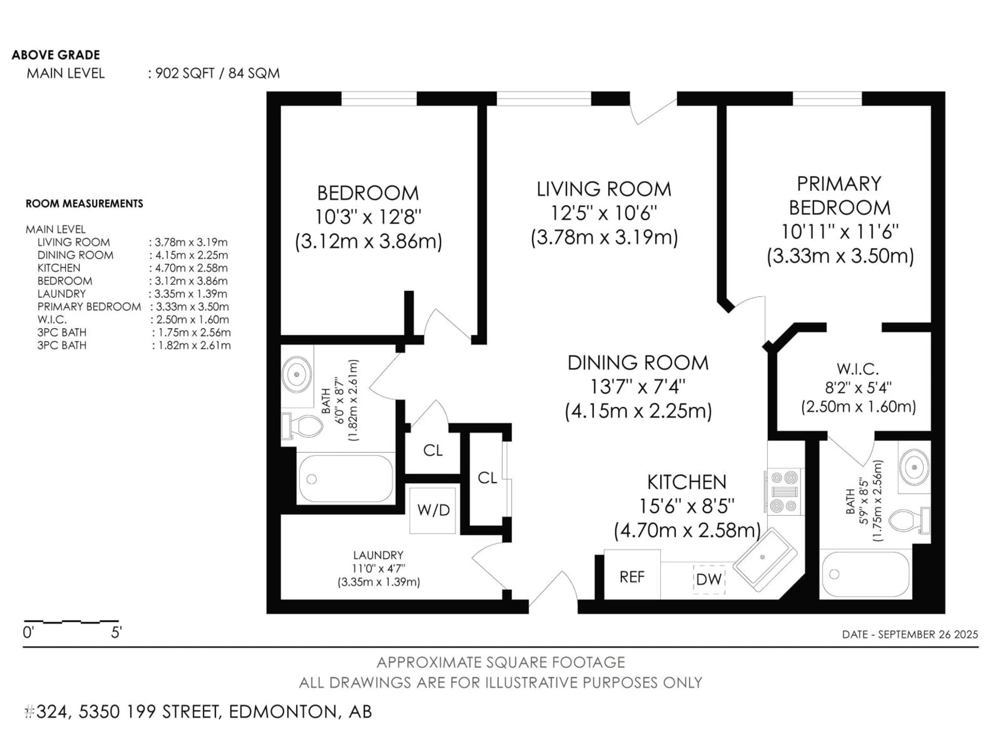 Floor plan for #324 - 5350 199 ST NW, Edmonton Alberta T6M0A4