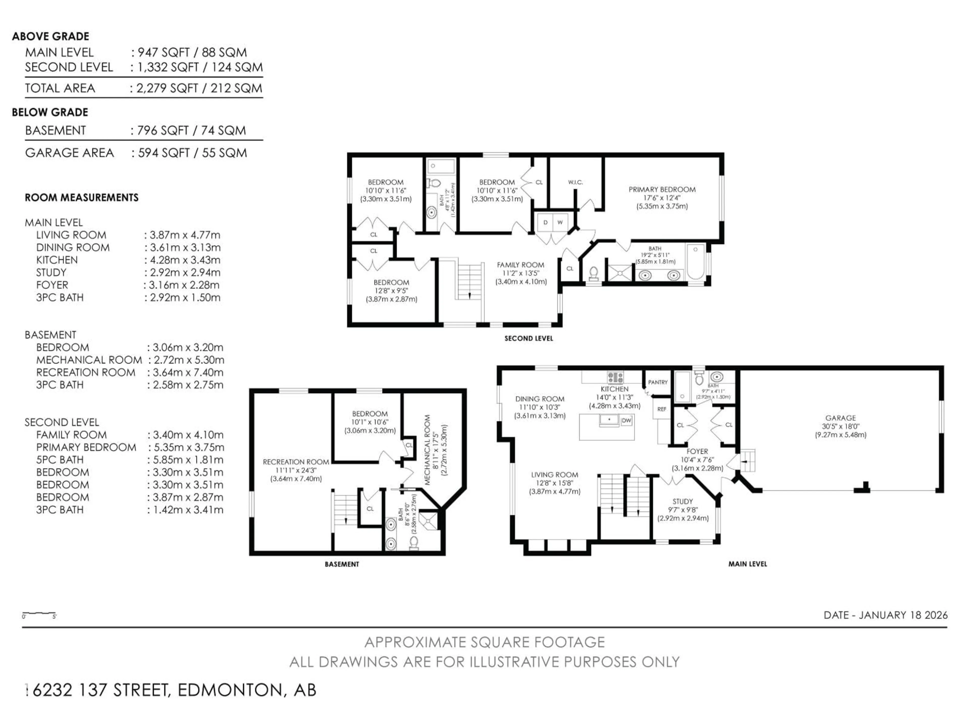 Floor plan for 16232 137 ST, Edmonton Alberta T6V0J7