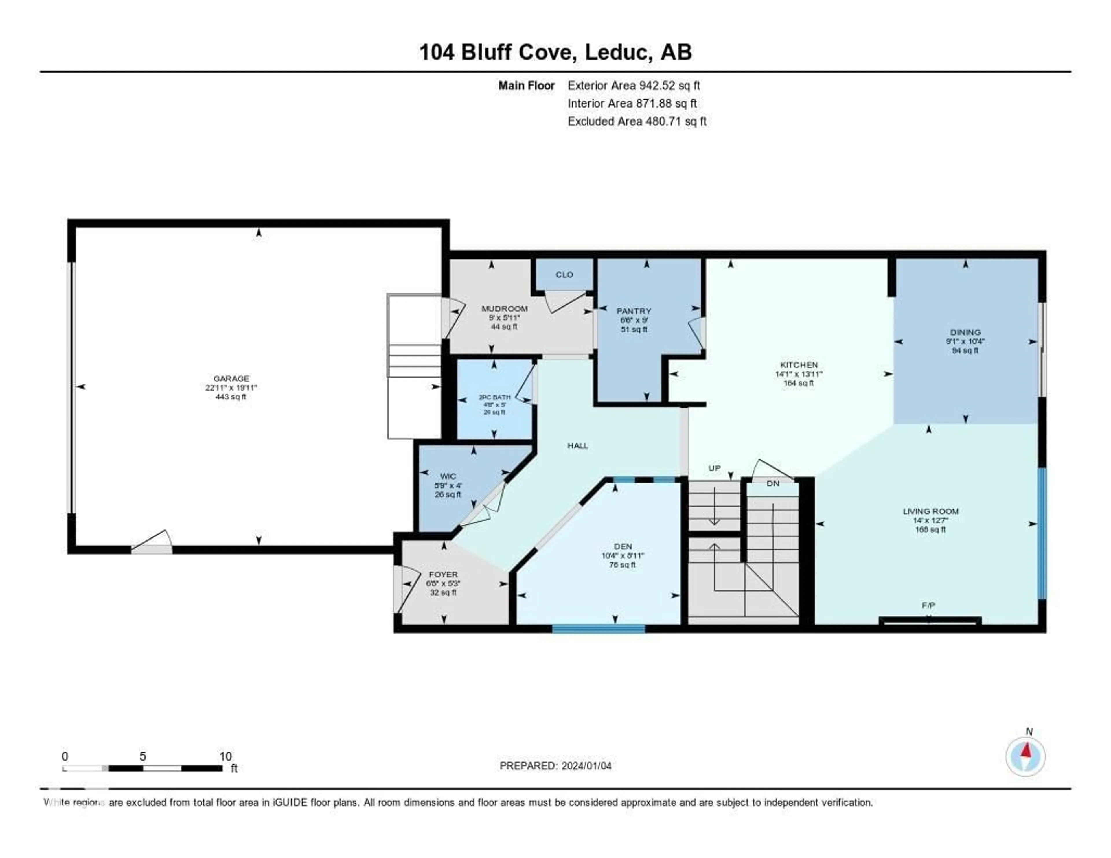 Floor plan for 104 BLUFF CV, Leduc Alberta T9E1M8