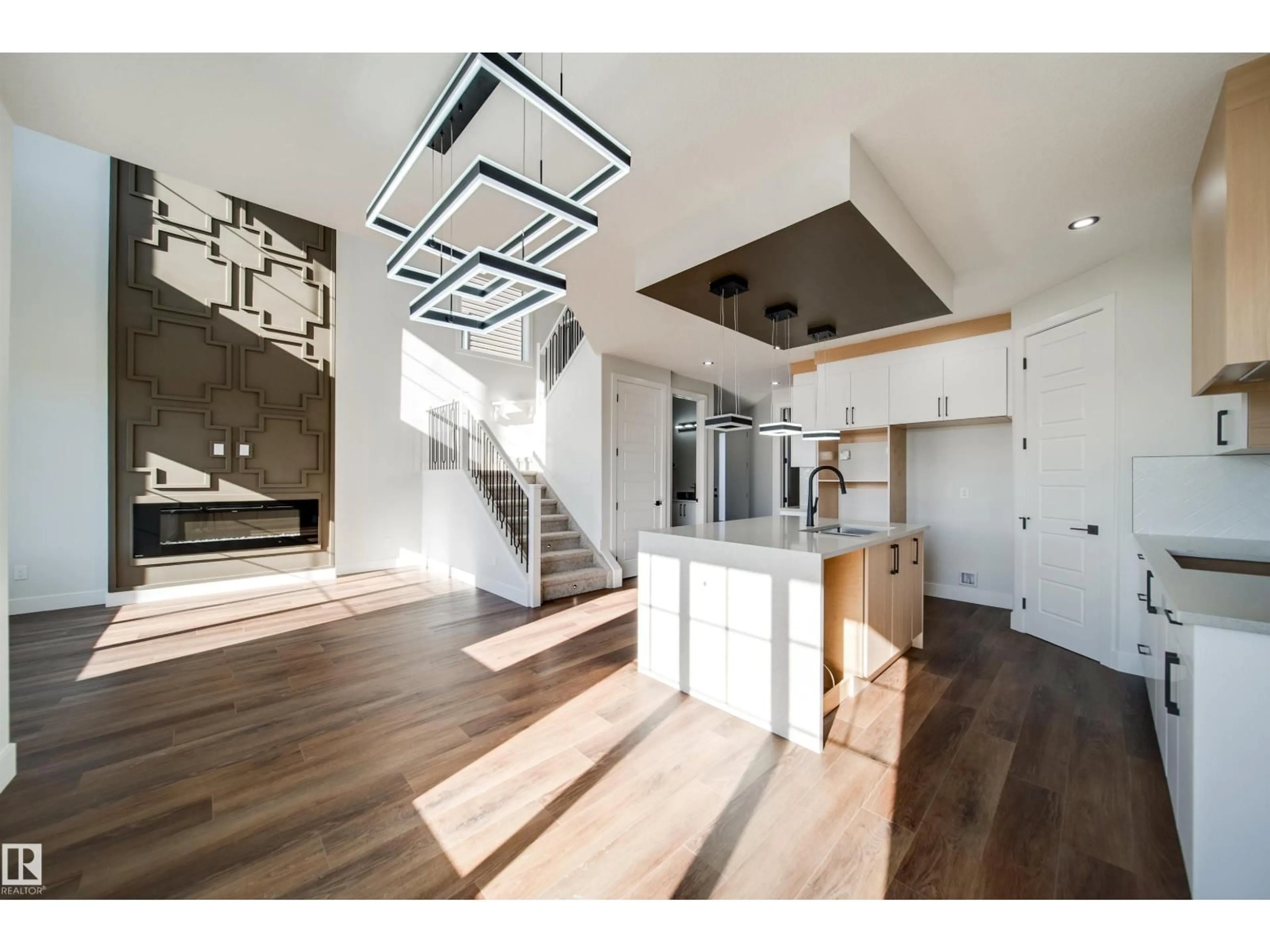 Open concept kitchen, wood/laminate floor for NW - 8531 183 AV, Edmonton Alberta T5Z0G6