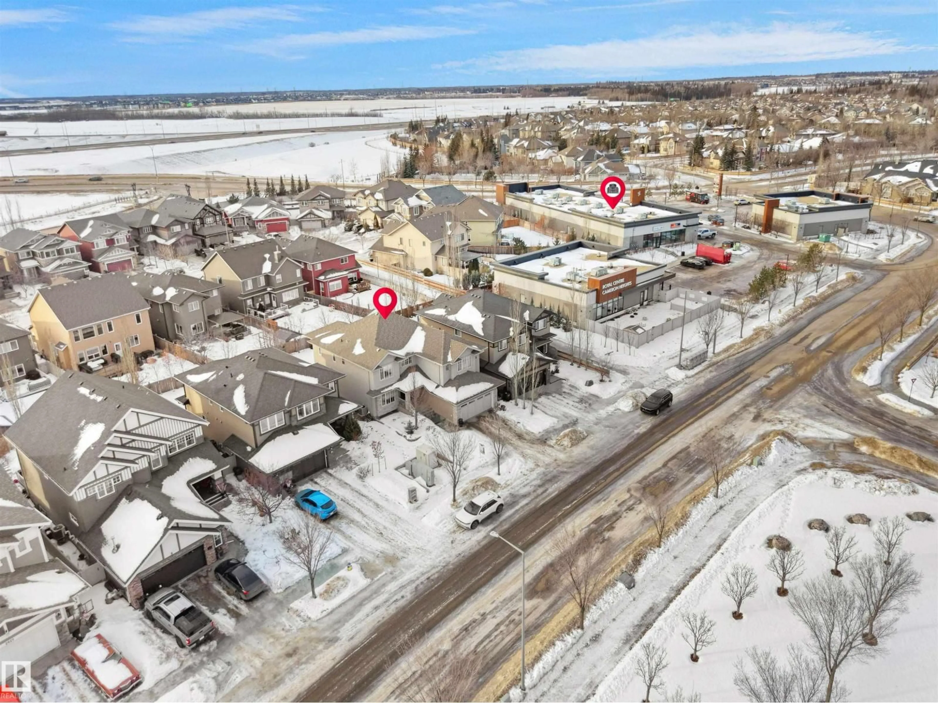 A pic from outside/outdoor area/front of a property/back of a property/a pic from drone, street for 2019 CAMERON RAVINE WY, Edmonton Alberta T6M0L9