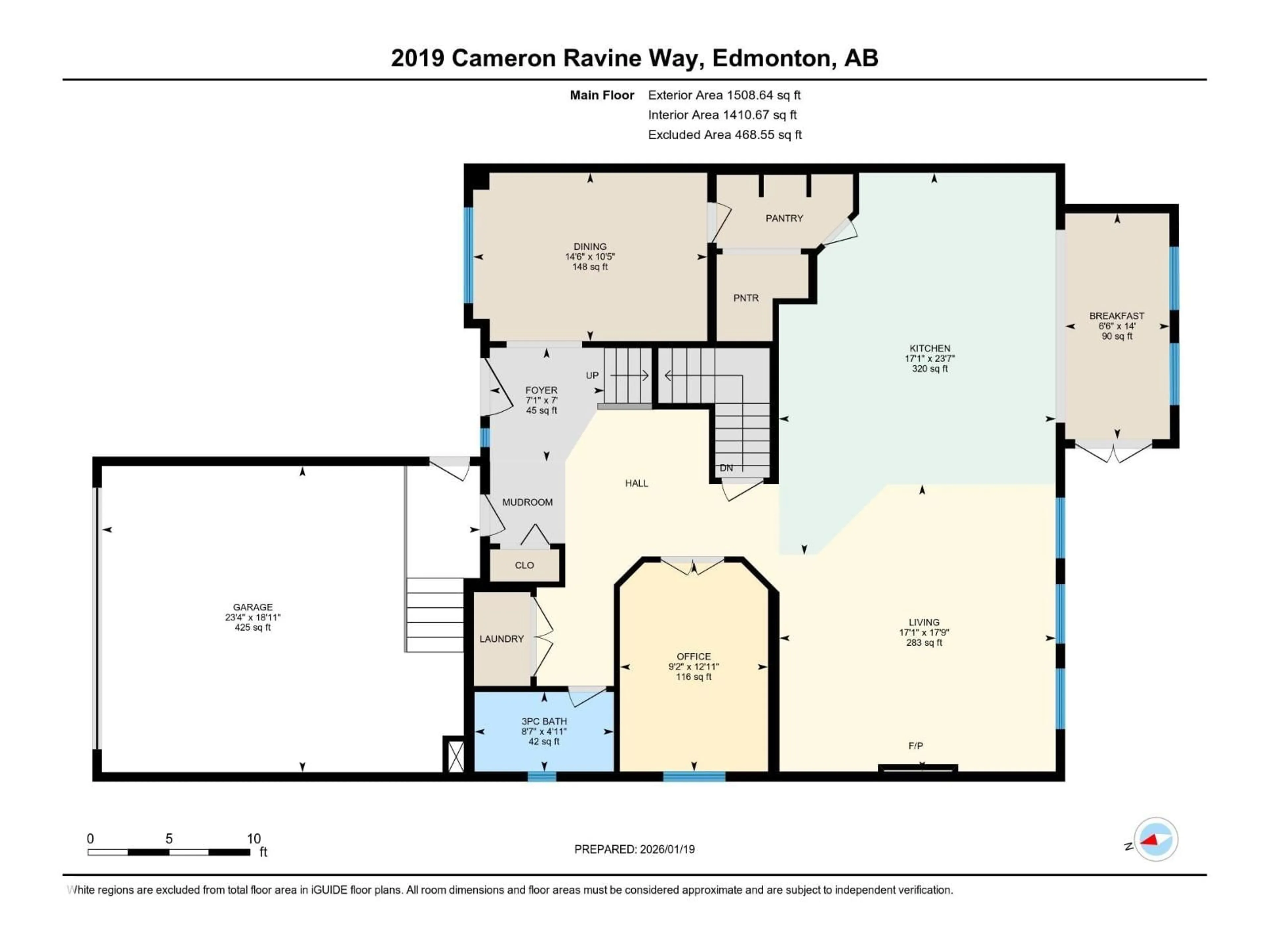 Floor plan for 2019 CAMERON RAVINE WY, Edmonton Alberta T6M0L9