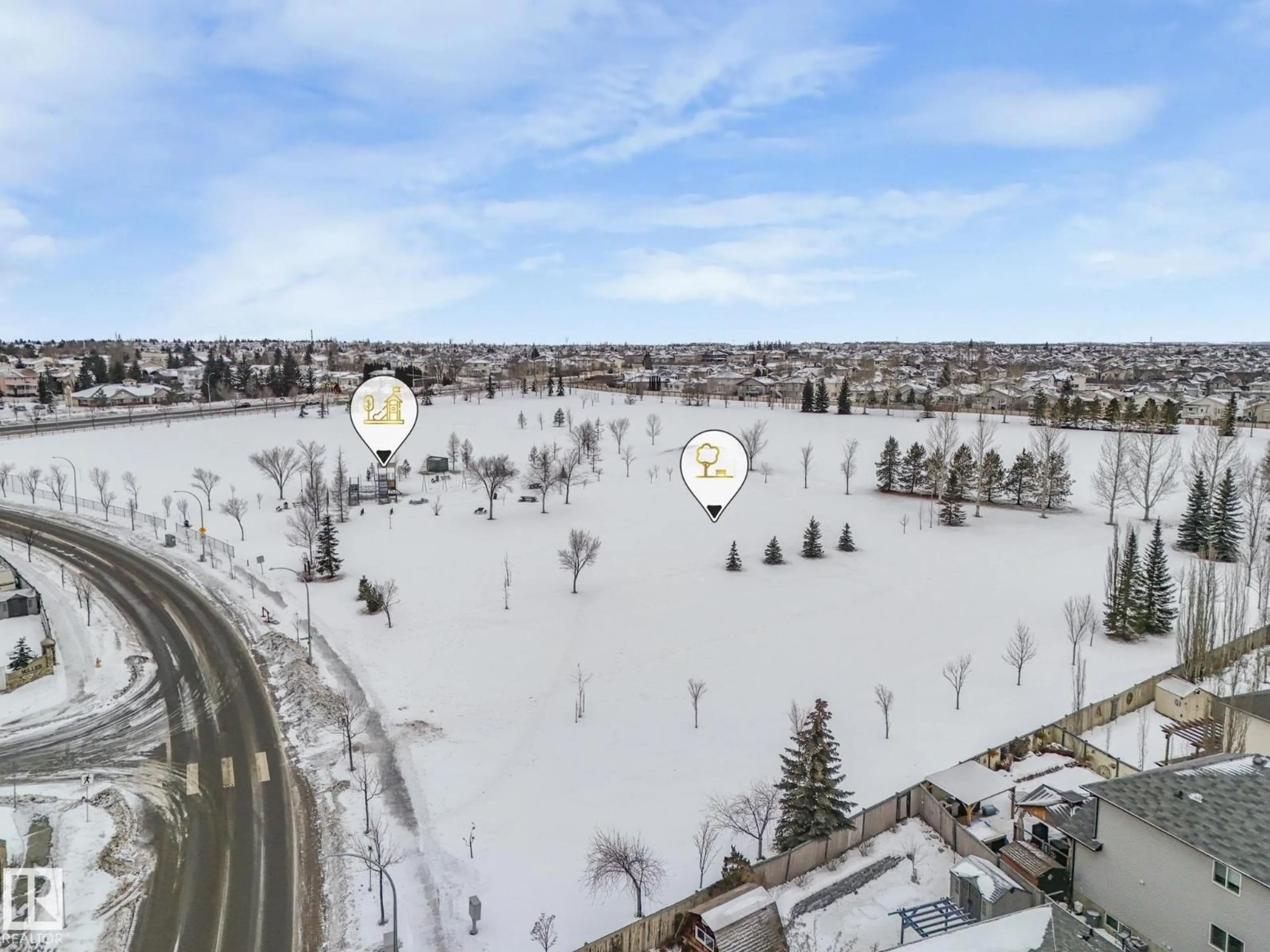 A pic from outside/outdoor area/front of a property/back of a property/a pic from drone, unknown for 4720 150 AV, Edmonton Alberta T5Y2Z3