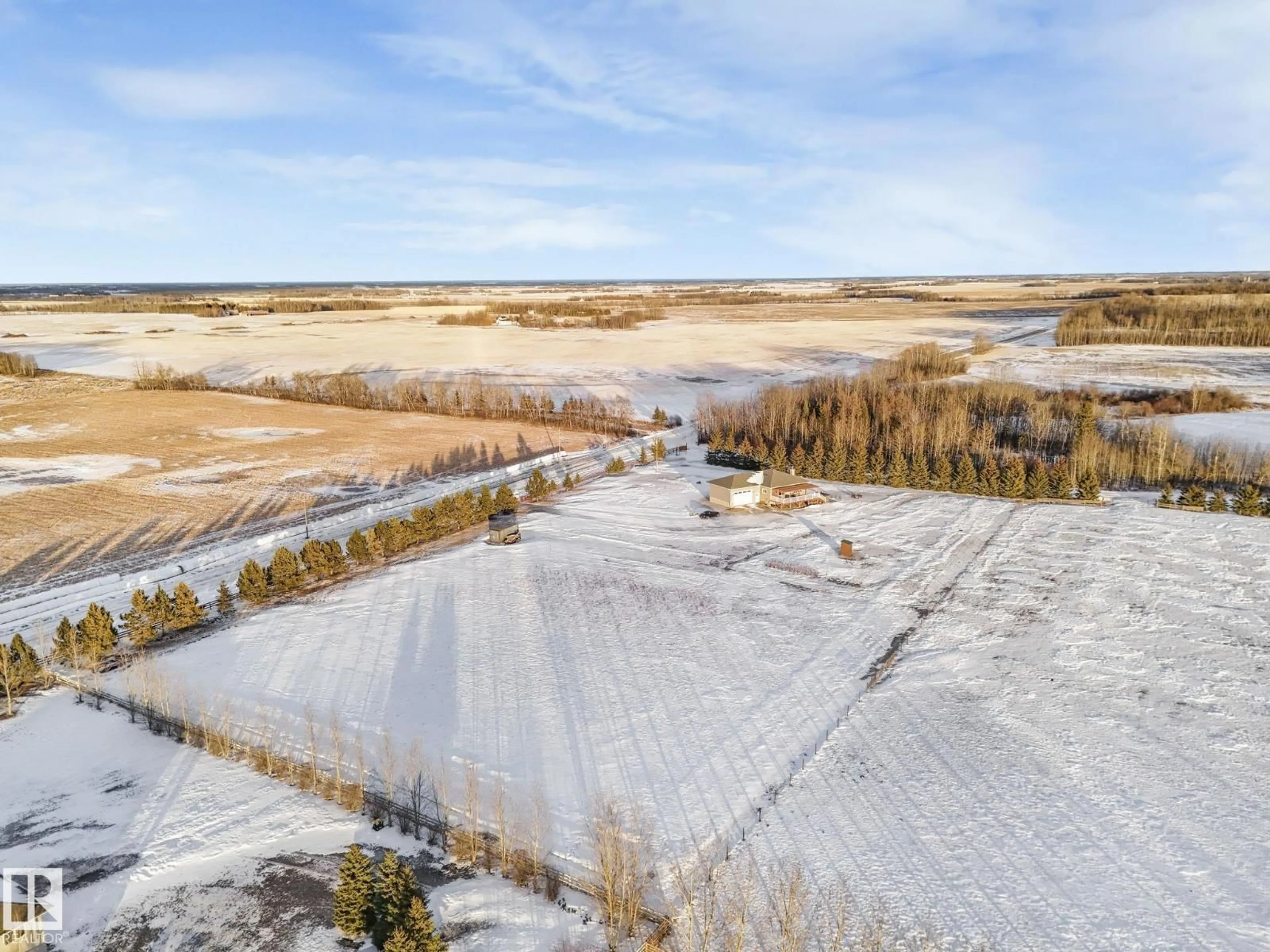 A pic from outside/outdoor area/front of a property/back of a property/a pic from drone, water/lake/river/ocean view for 28149 TWP RD 484, Rural Leduc County Alberta T0C2P0