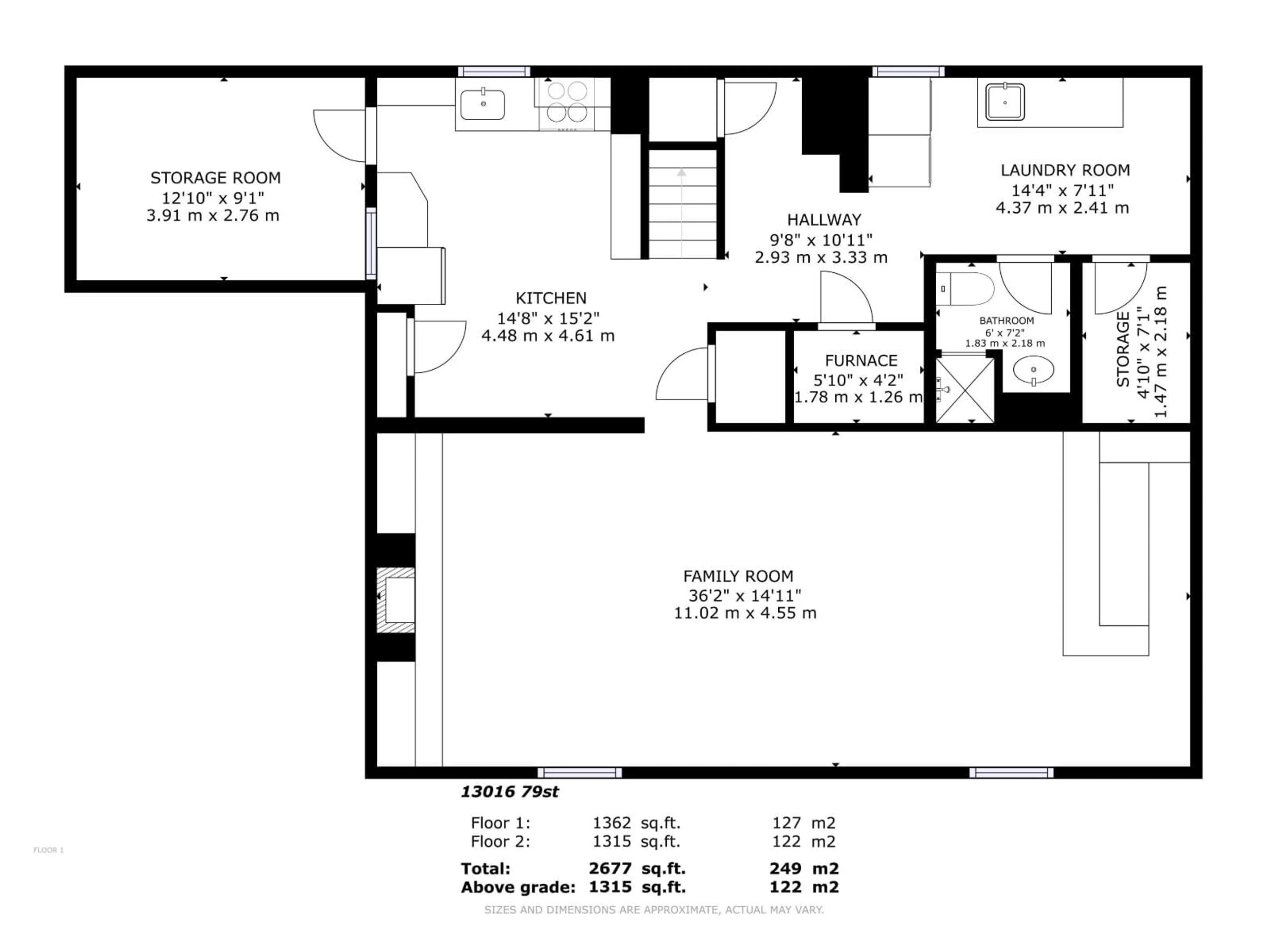 Floor plan for NW - 13016 79 ST, Edmonton Alberta T5C1T3