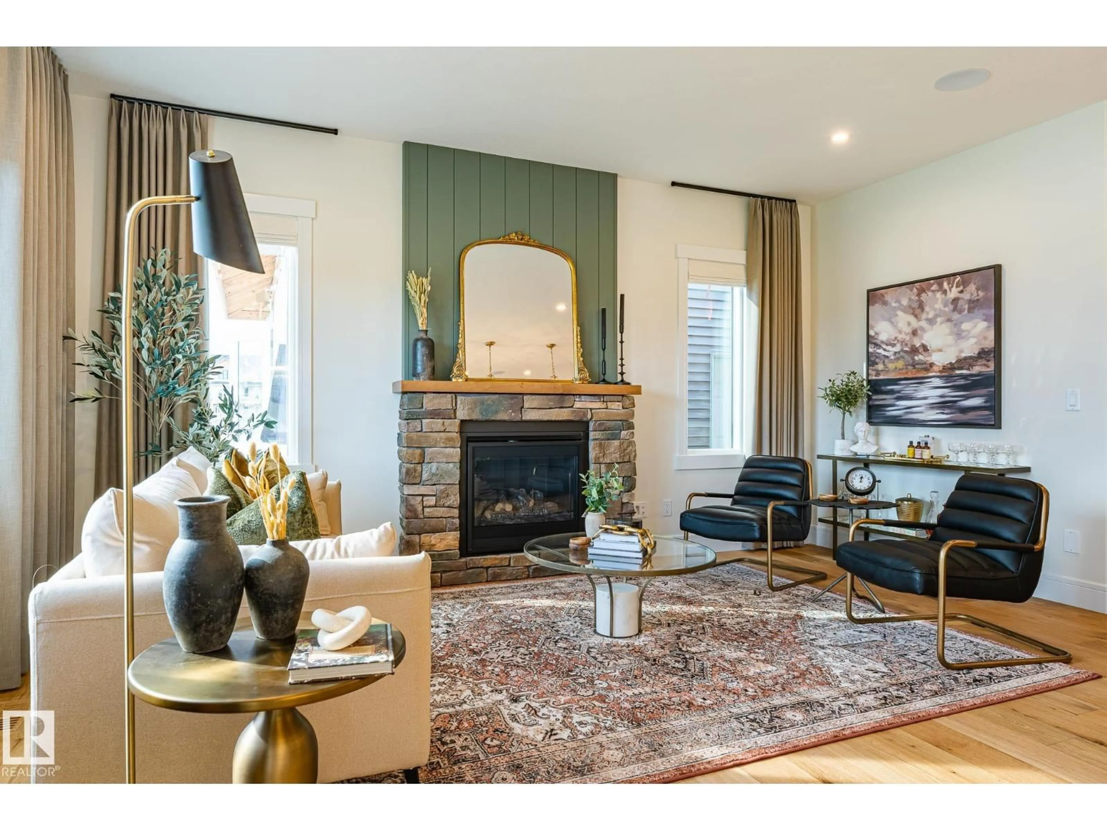 Living room with furniture, wood/laminate floor for 18 EMERALD WY, Spruce Grove Alberta T7X2Y4