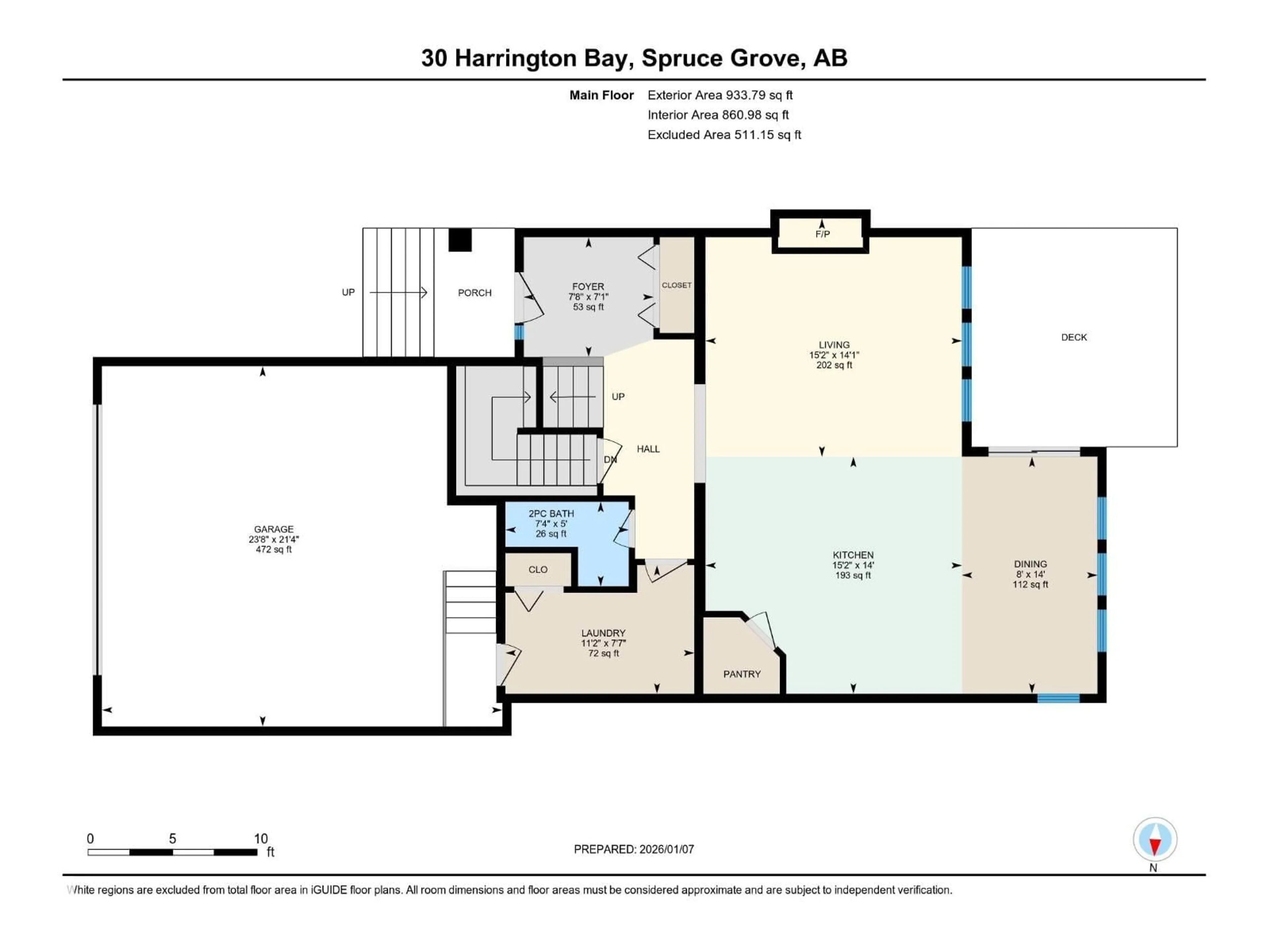 Floor plan for 30 HARRINGTON BA, Spruce Grove Alberta T7X0G7
