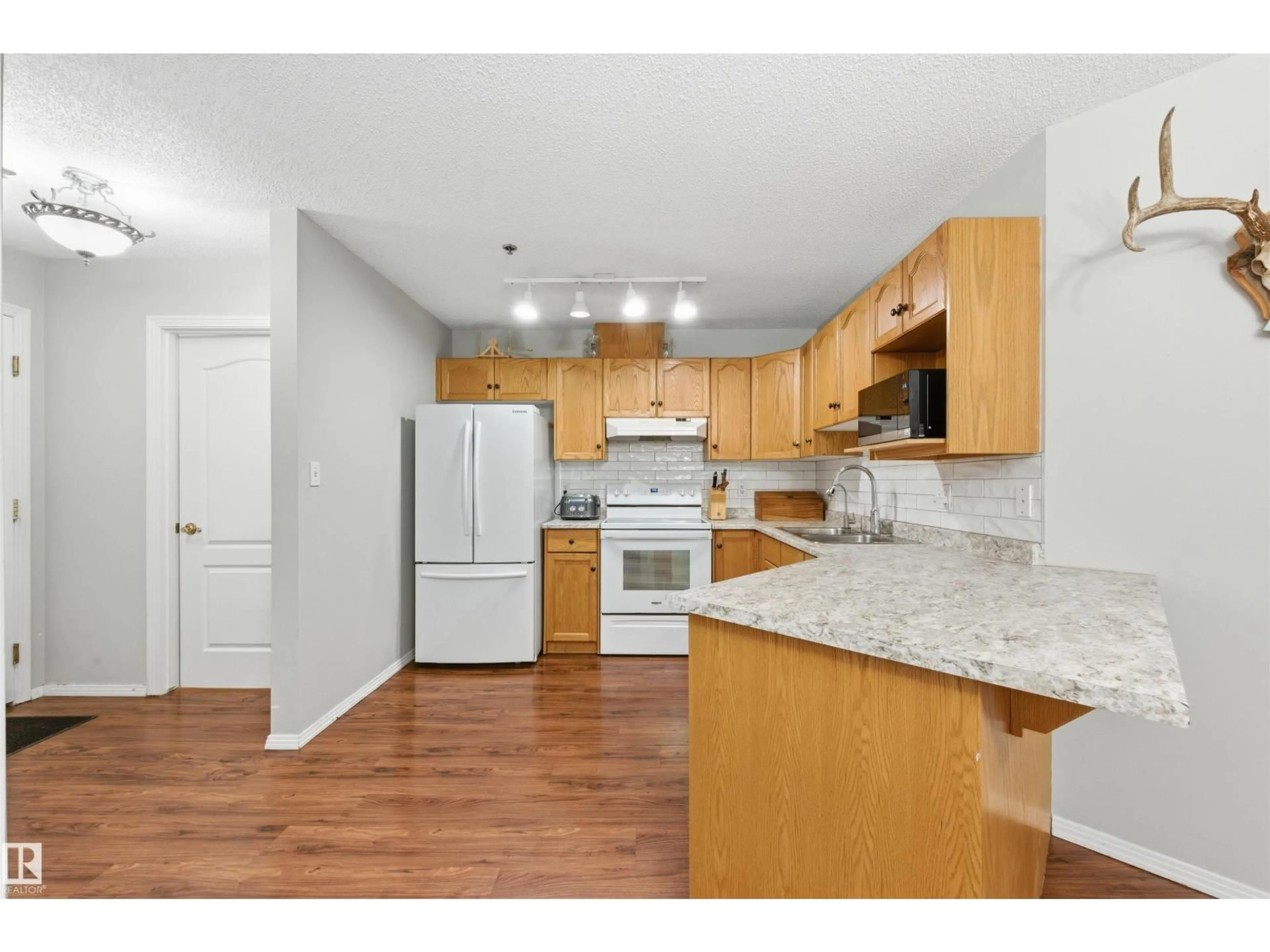 Standard kitchen, wood/laminate floor for #201 - 9640 105 ST NW, Edmonton Alberta T5K0Z7