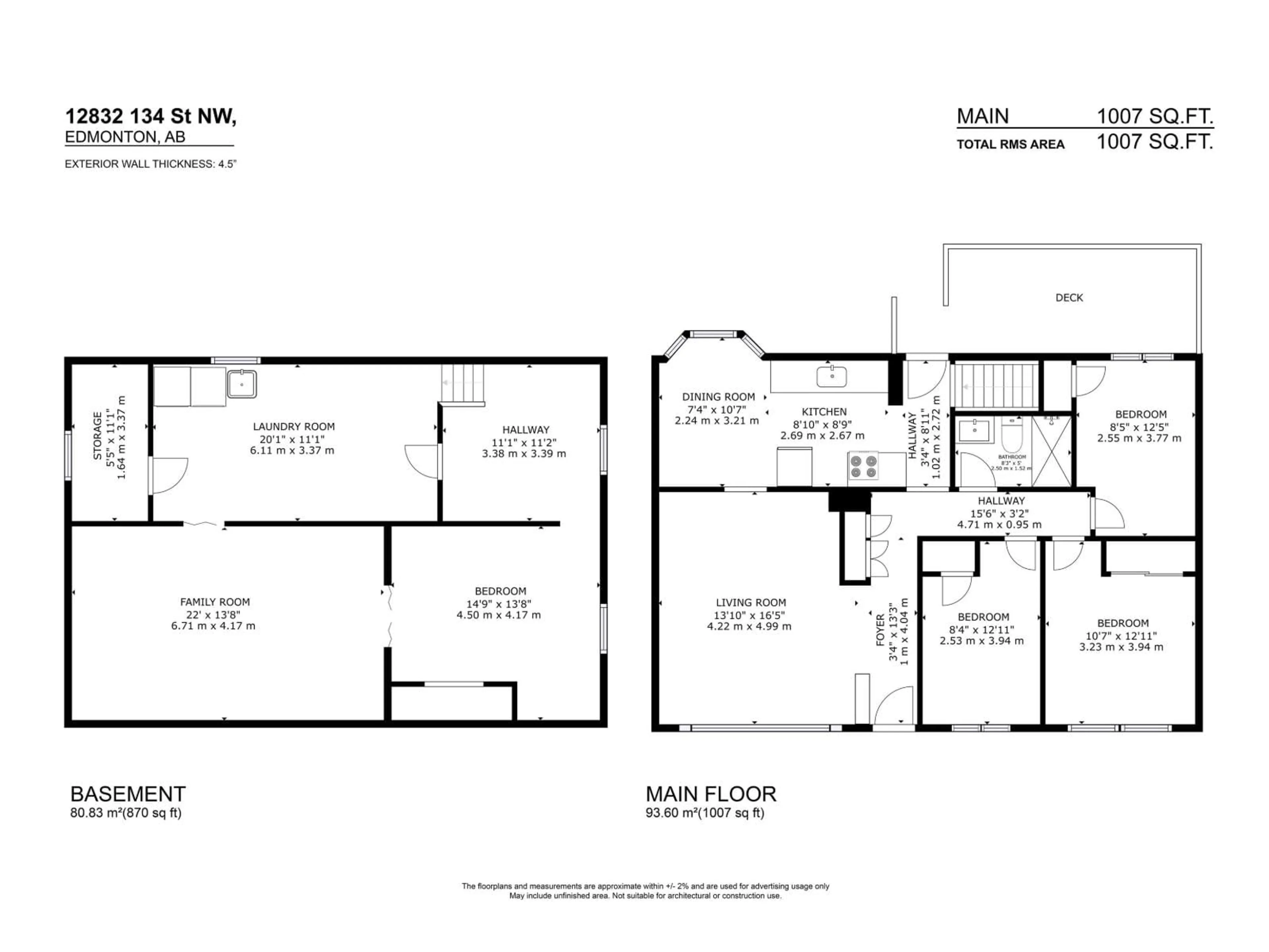 Floor plan for NW - 12832 134 ST, Edmonton Alberta T5L1V4