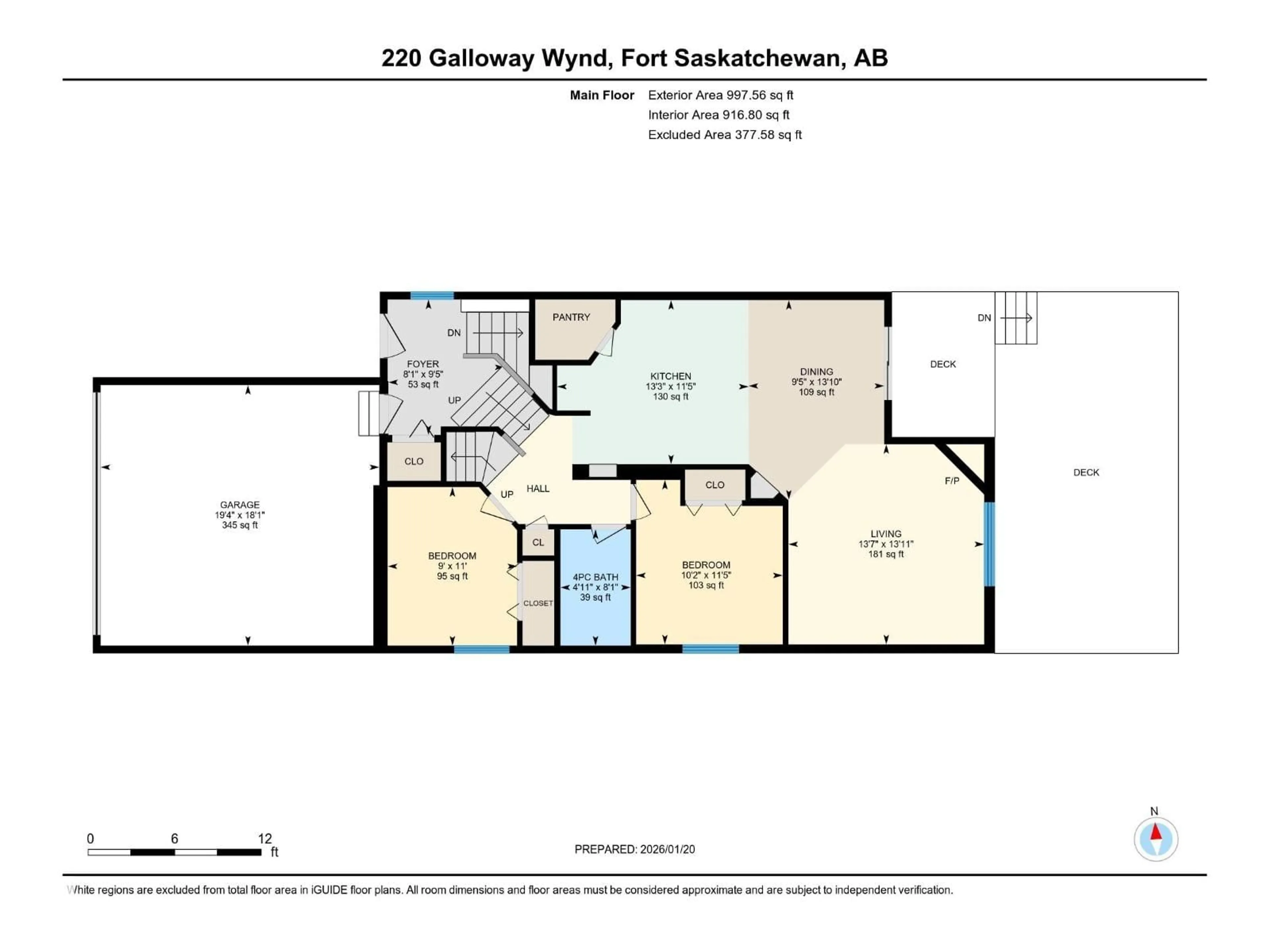 Floor plan for 220 GALLOWAY WD, Fort Saskatchewan Alberta T8L0A3