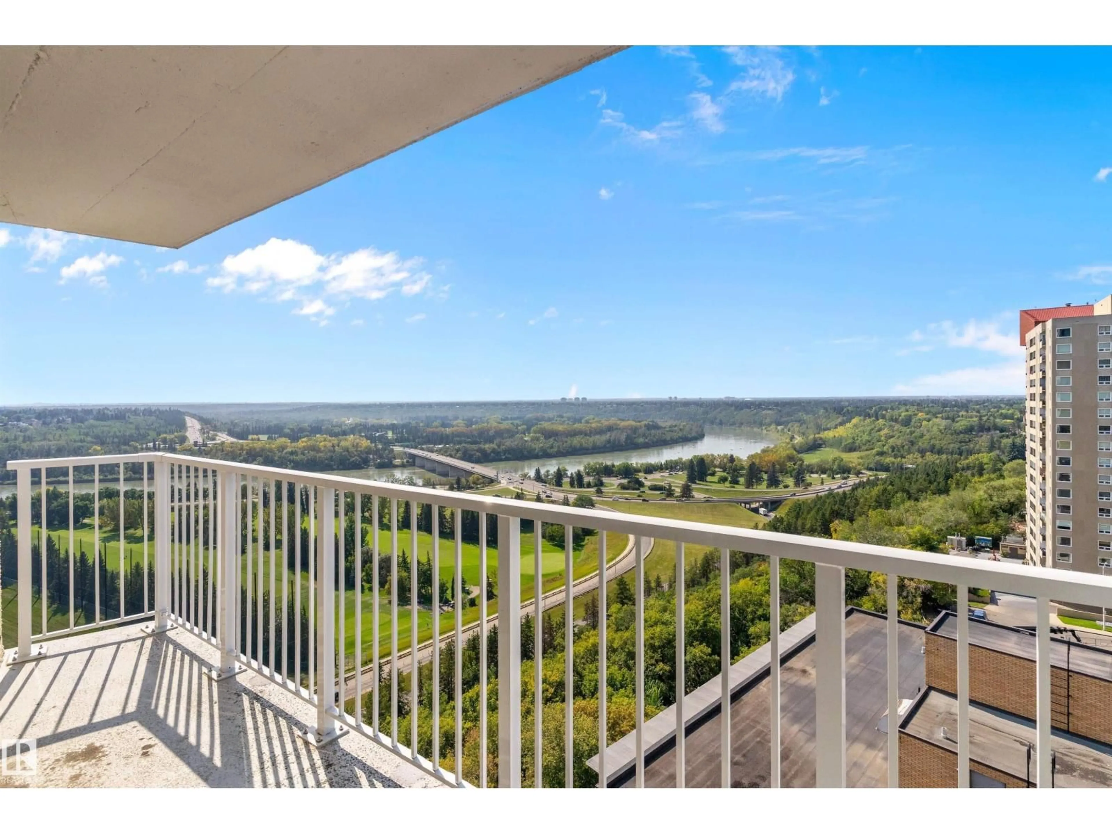 Balcony in the apartment, water/lake/river/ocean view for #1401 - 12141 JASPER AV, Edmonton Alberta T5N3X8