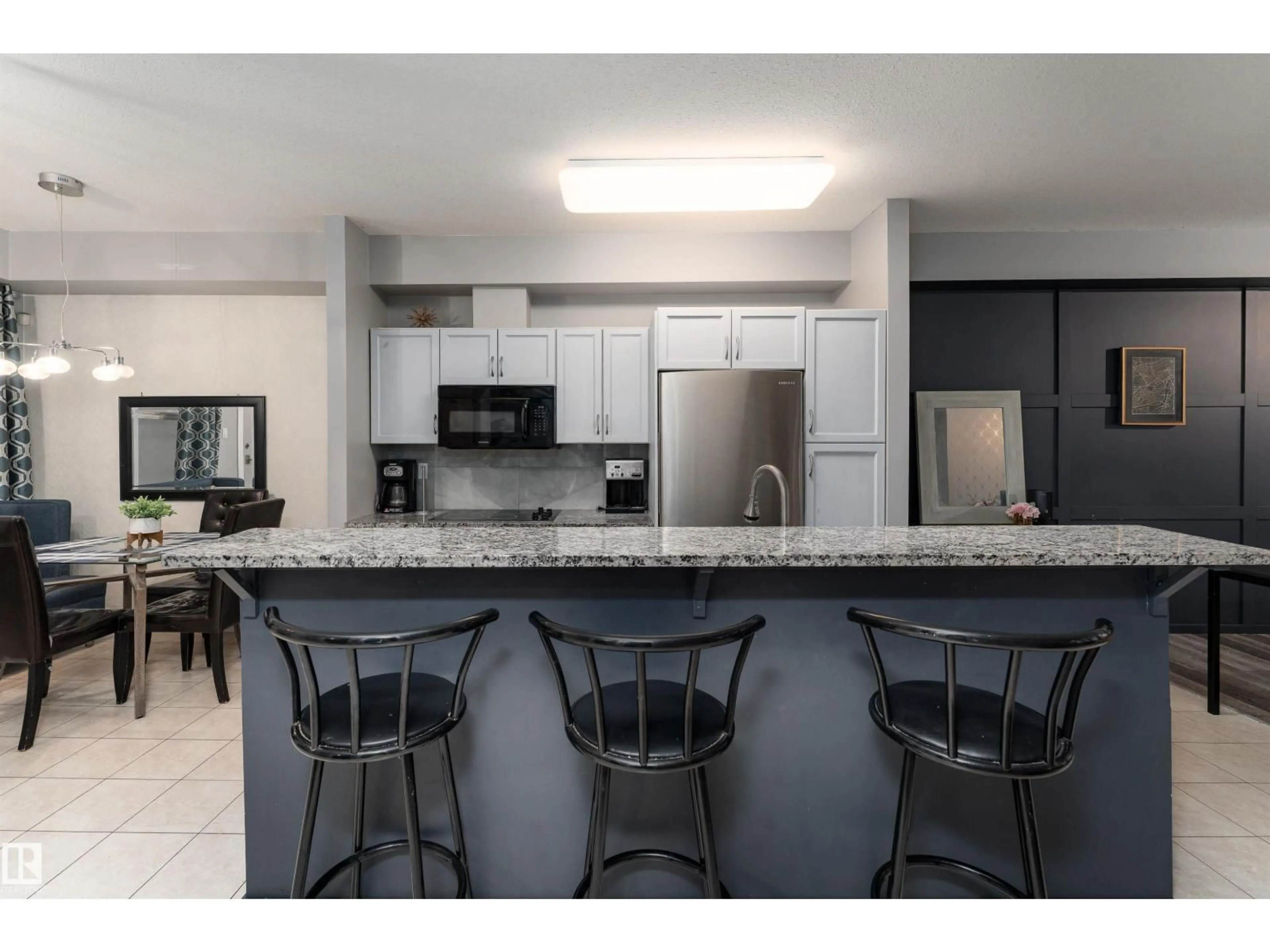 Open concept kitchen, ceramic/tile floor for #108 - 8619 111 ST, Edmonton Alberta T6G2W1