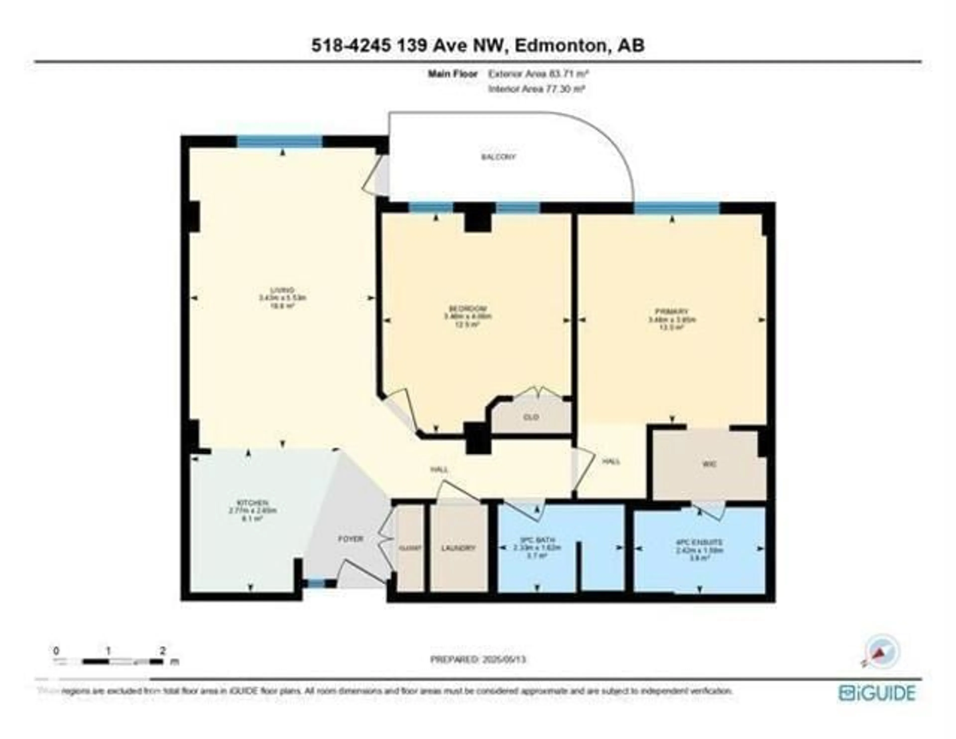Floor plan for #1-518 - 4245 139 AV, Edmonton Alberta T5Y3E8