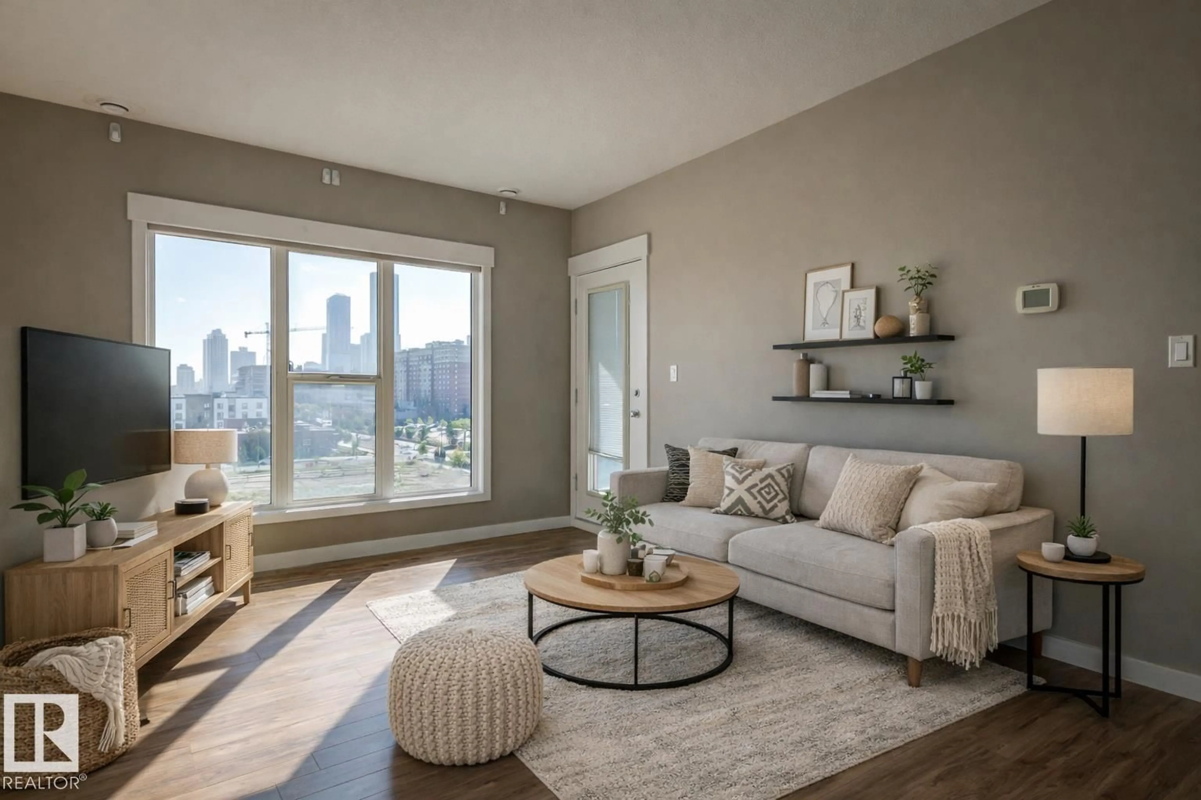 Living room with furniture, unknown for 515 10518 113 ST NW, Edmonton Alberta T5H3H5