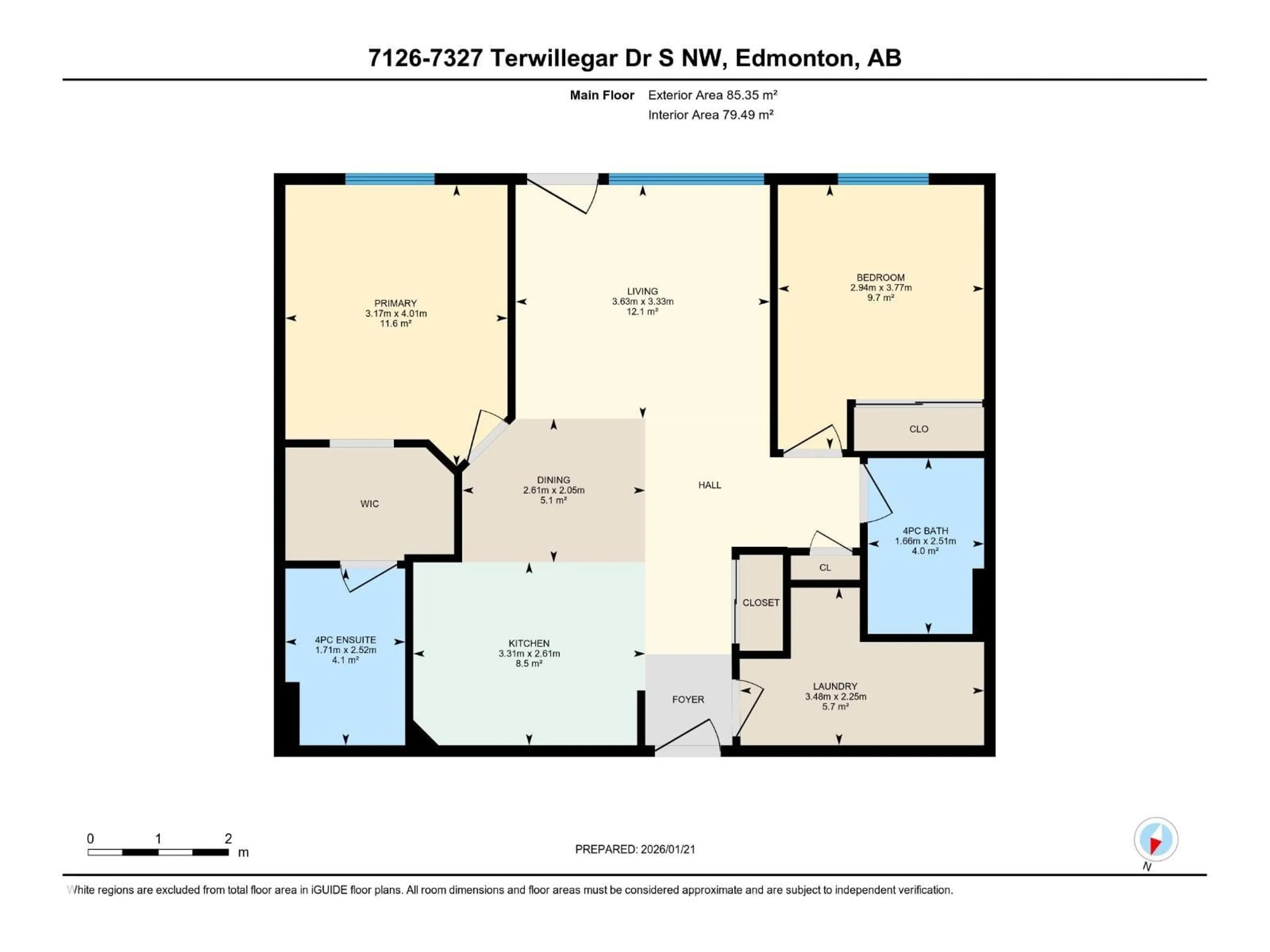 Floor plan for 7327 - 7126 SOUTH TERWILLEGAR DR, Edmonton Alberta T6R0L8