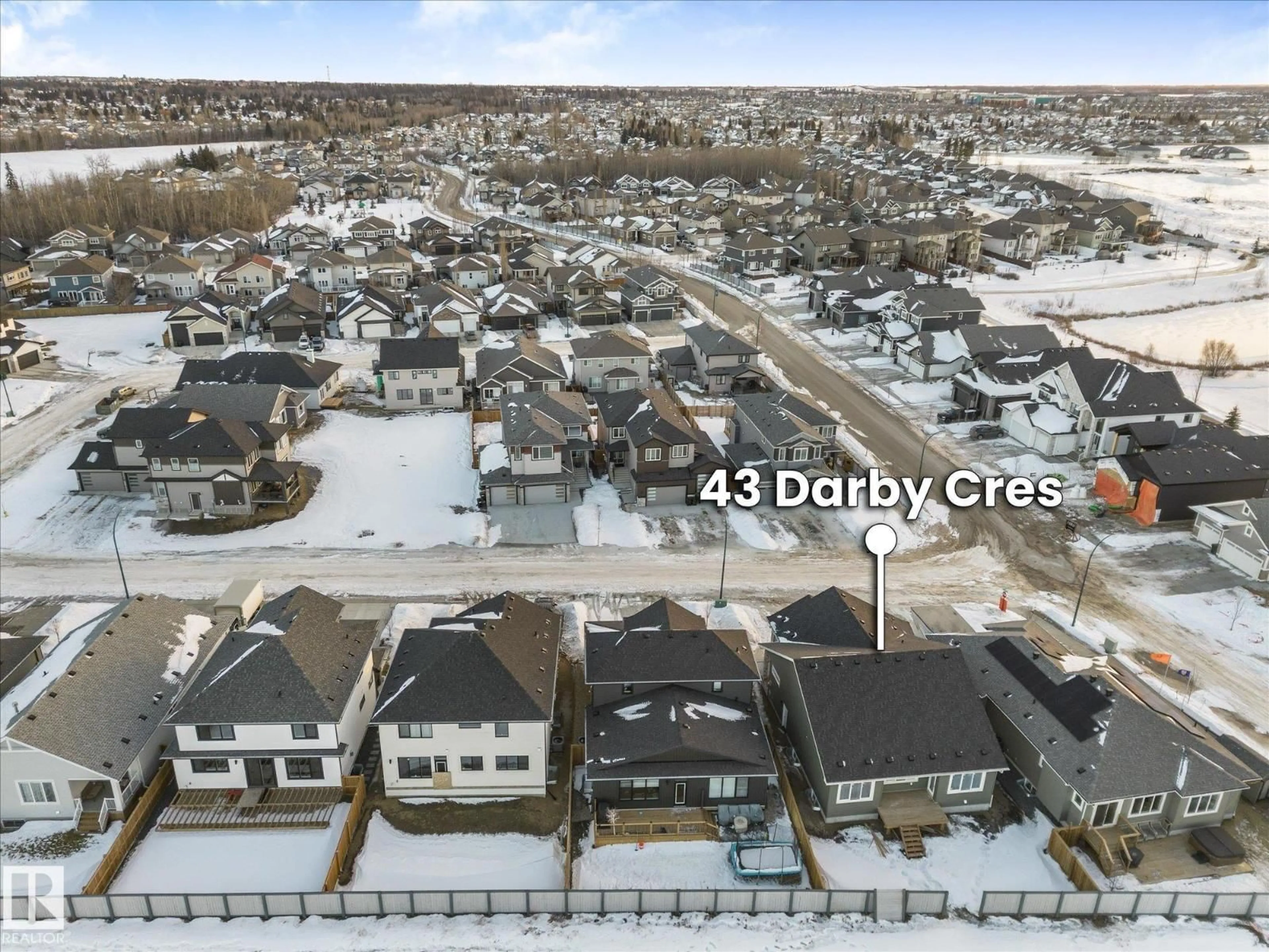 A pic from outside/outdoor area/front of a property/back of a property/a pic from drone, street for 43 DARBY CR, Spruce Grove Alberta T7X0W9