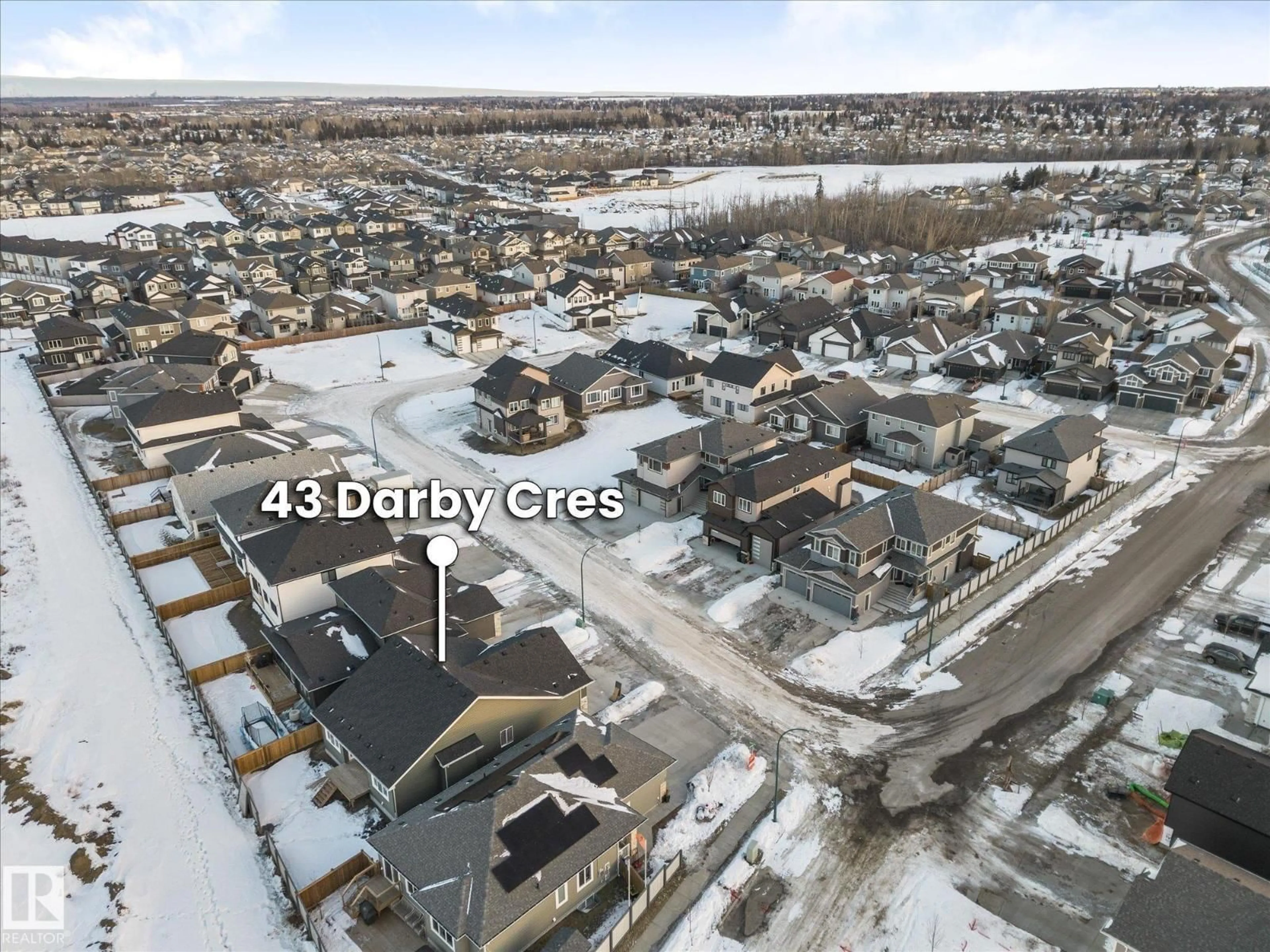 A pic from outside/outdoor area/front of a property/back of a property/a pic from drone, street for 43 DARBY CR, Spruce Grove Alberta T7X0W9