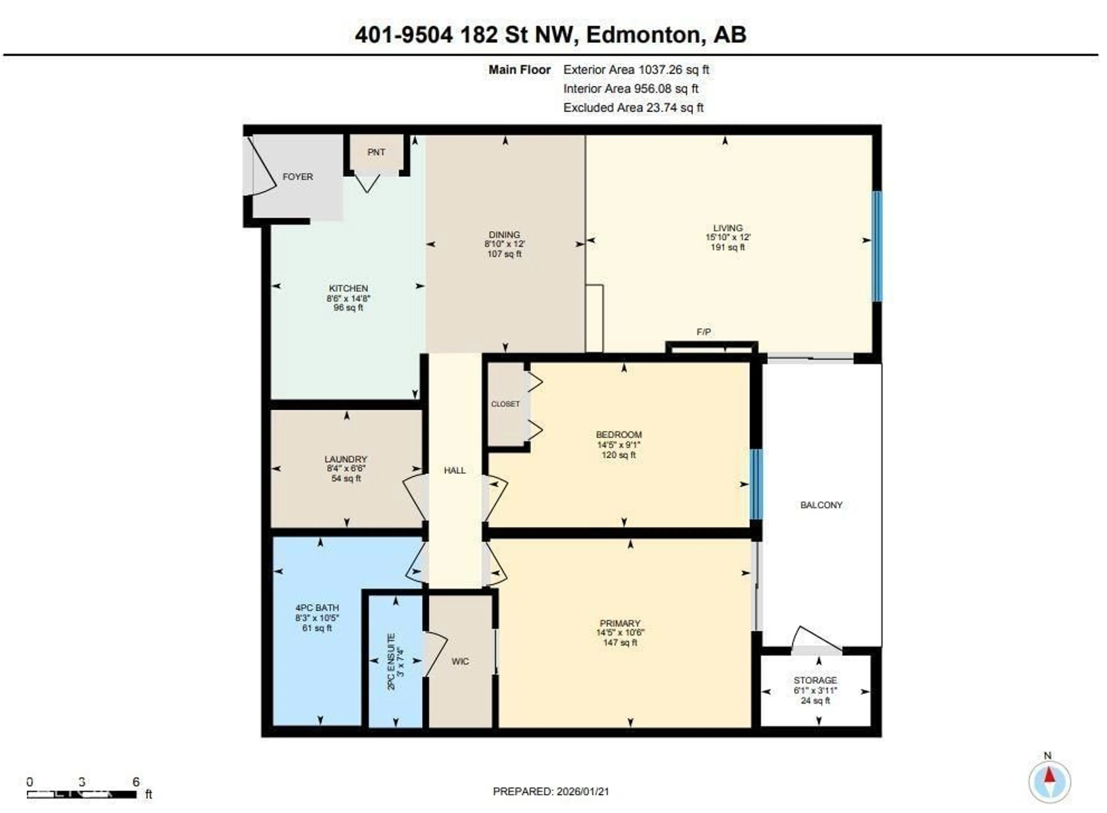 Floor plan for #401 - 9504 182 ST, Edmonton Alberta T5T3A7
