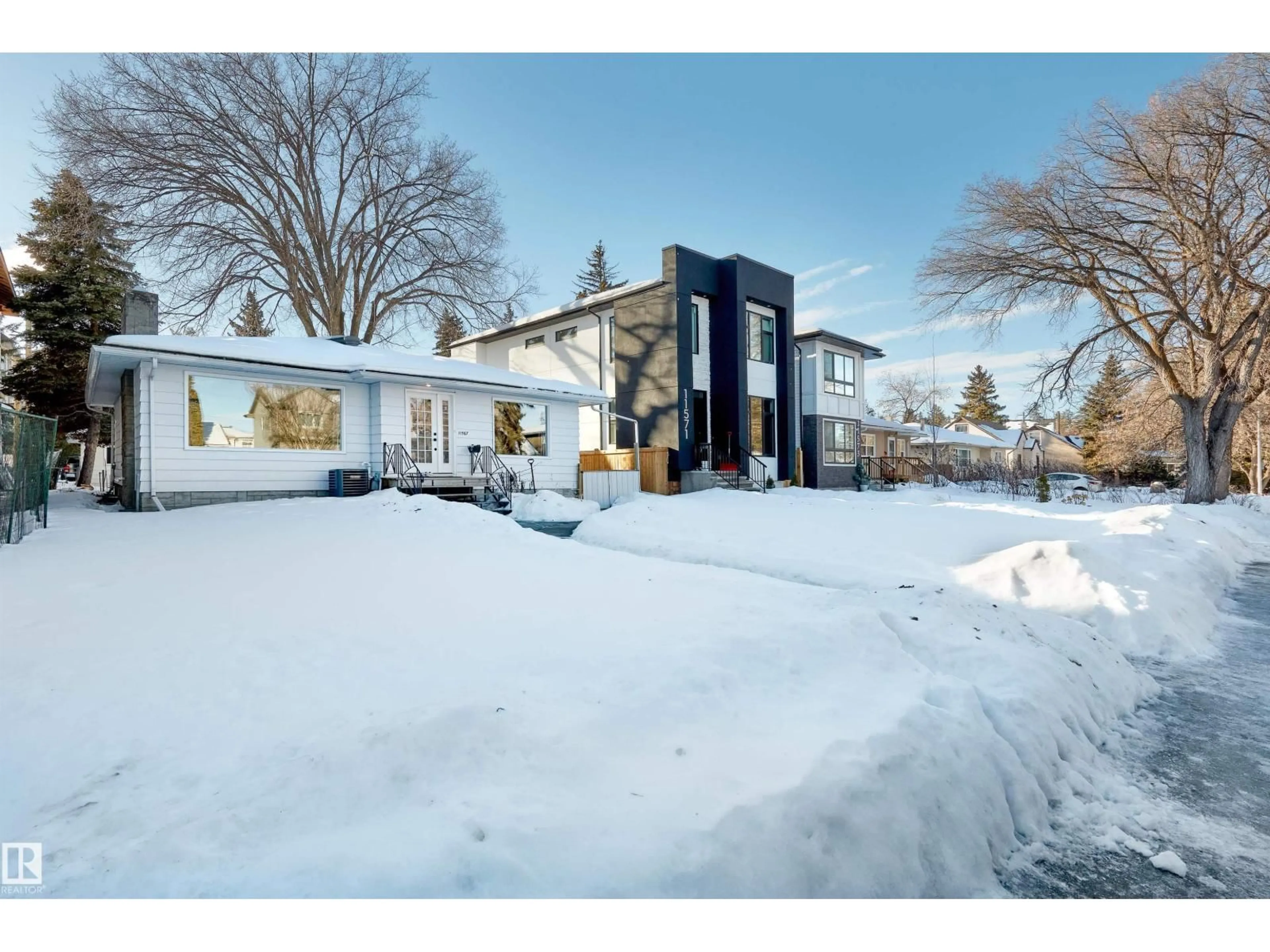 A pic from outside/outdoor area/front of a property/back of a property/a pic from drone, street for 11567 80 AV, Edmonton Alberta T6G0R9