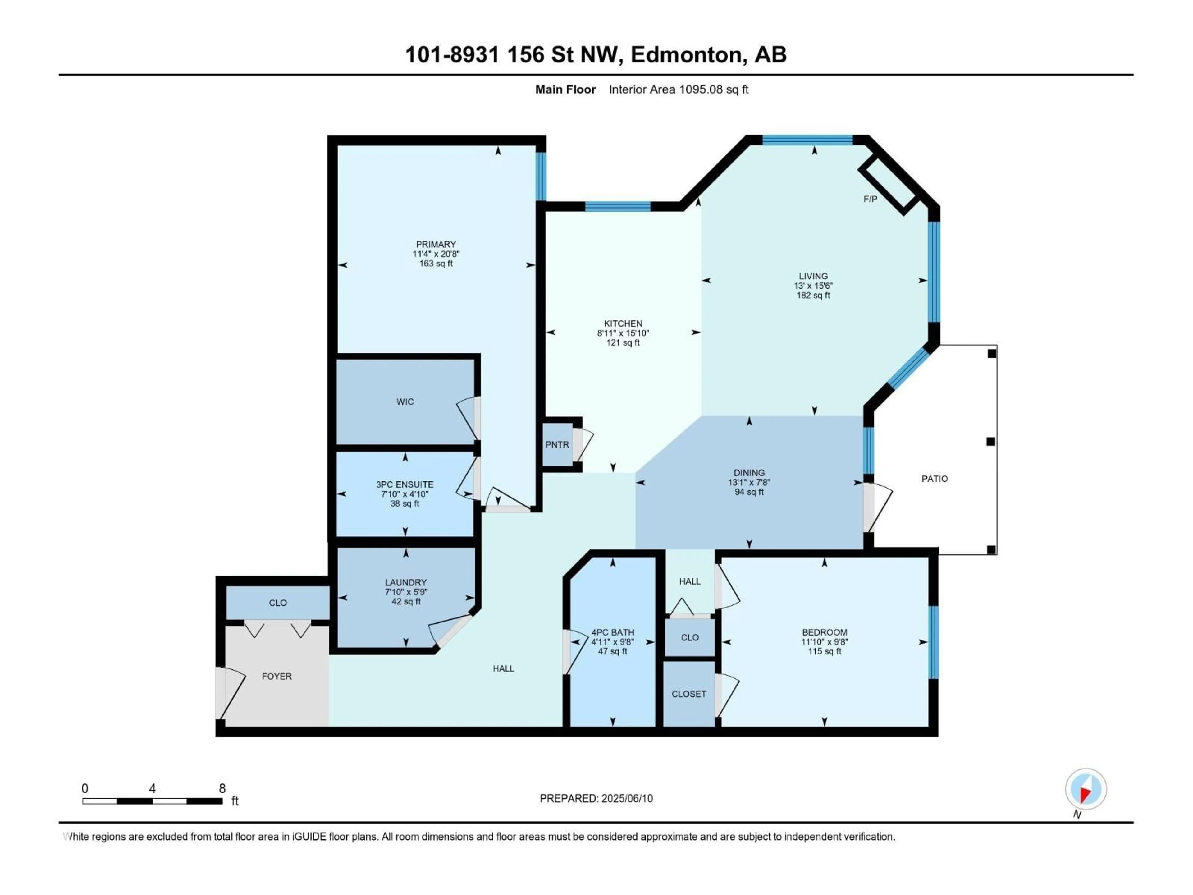 Floor plan for #101 - 8931 156 ST, Edmonton Alberta T5R1Y6
