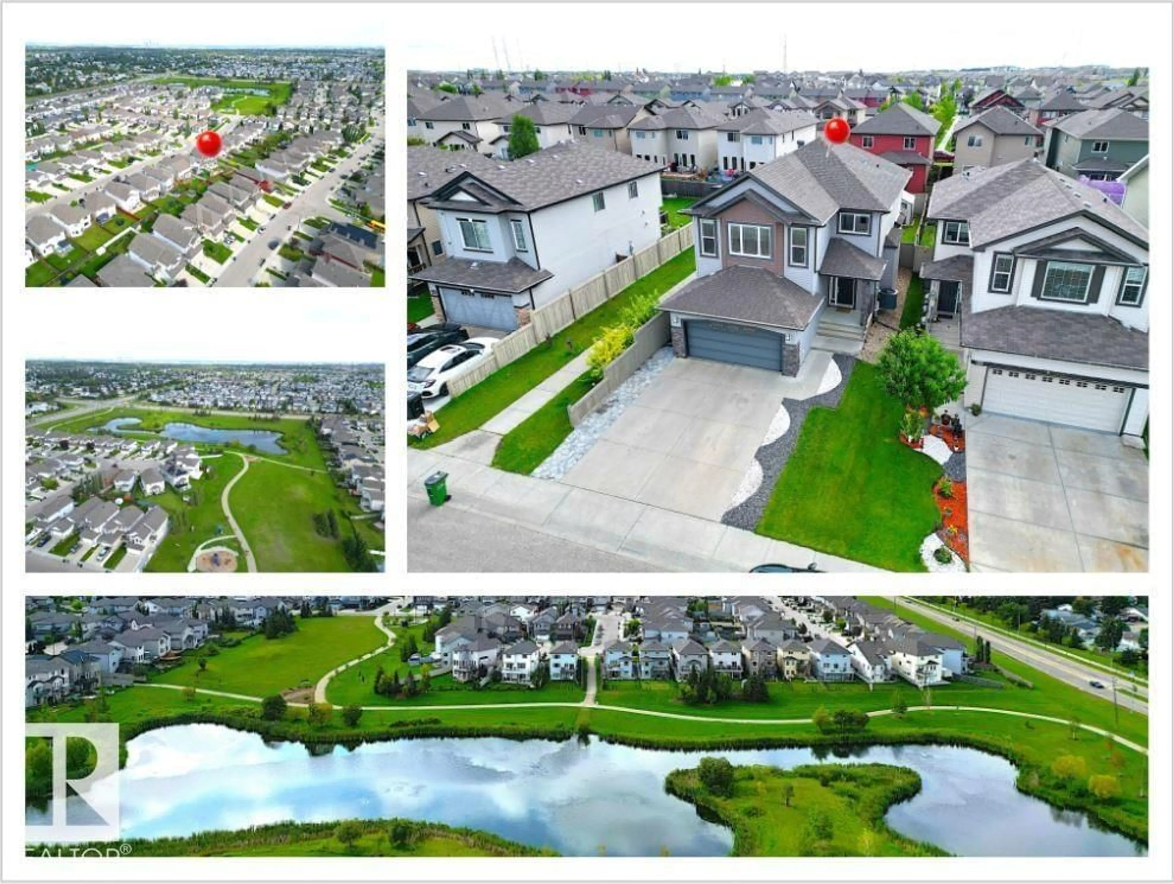 A pic from outside/outdoor area/front of a property/back of a property/a pic from drone, water/lake/river/ocean view for 1921 33 ST, Edmonton Alberta T6T0L5