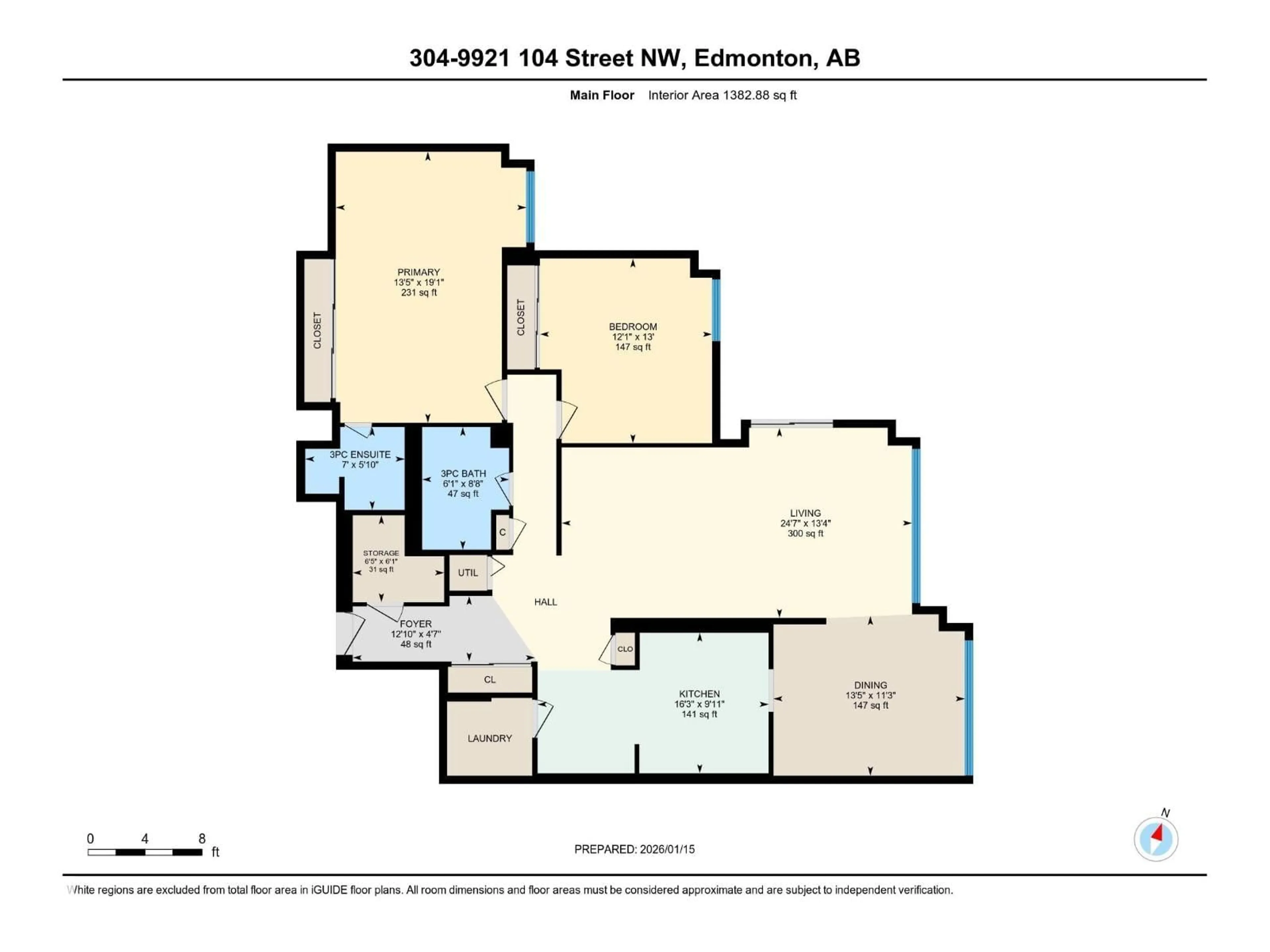 Floor plan for #304 - 9921 104 ST NW, Edmonton Alberta T5K2K3
