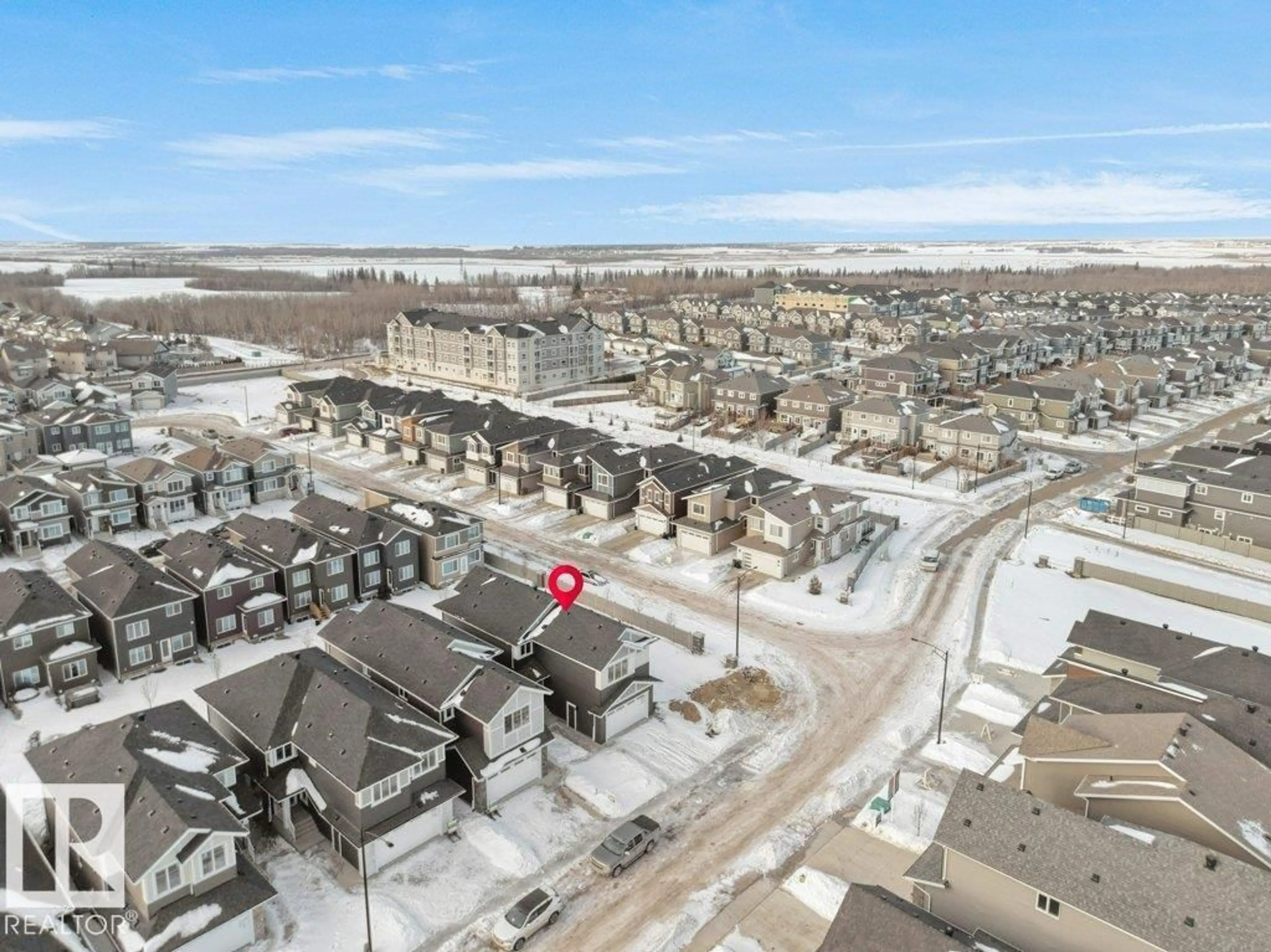 A pic from outside/outdoor area/front of a property/back of a property/a pic from drone, street for 3328 CHICKADEE DR, Edmonton Alberta T5S0V6