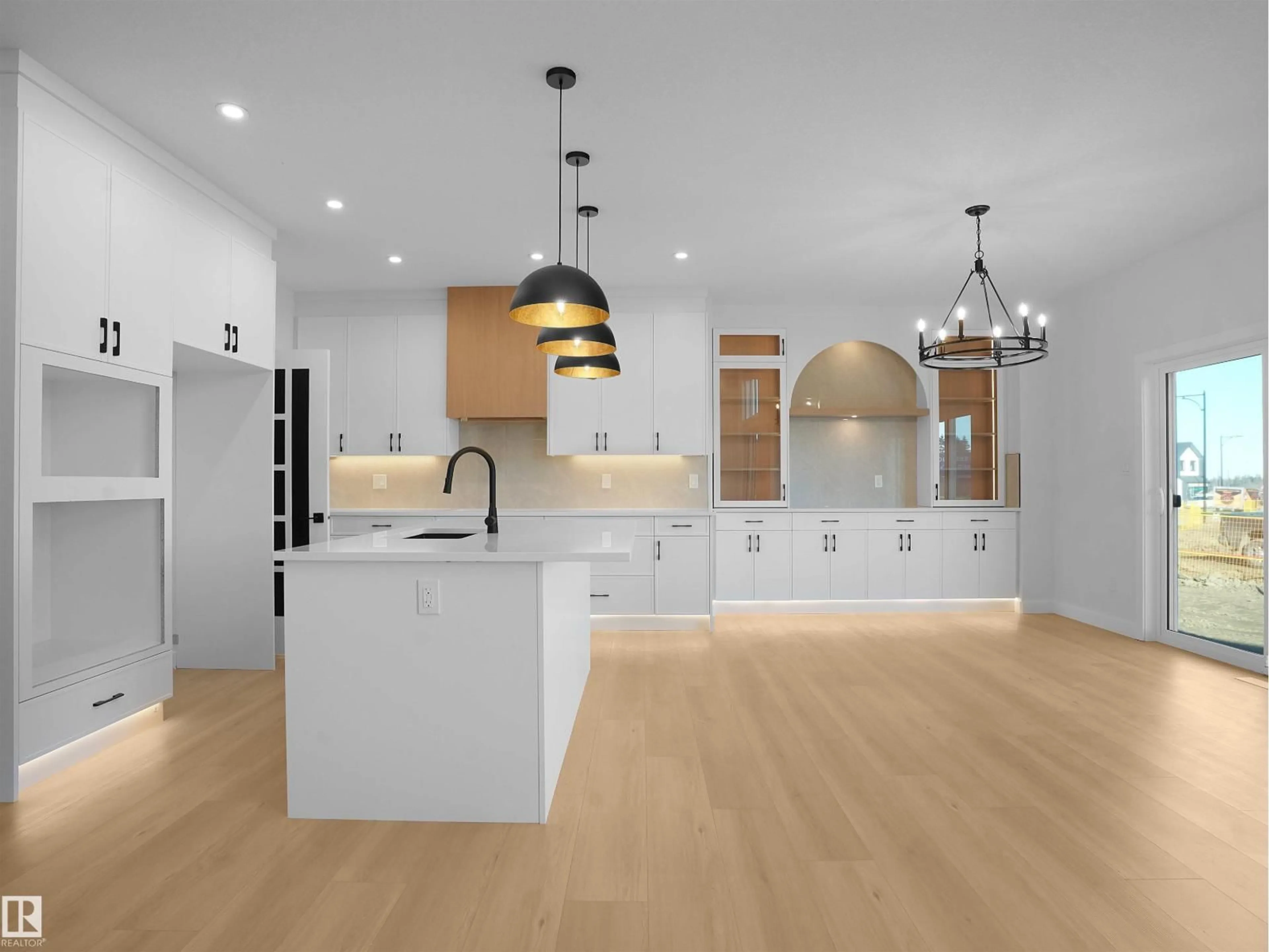 Open concept kitchen, wood/laminate floor for 1441 OSPREY CT, Edmonton Alberta T5S0H7