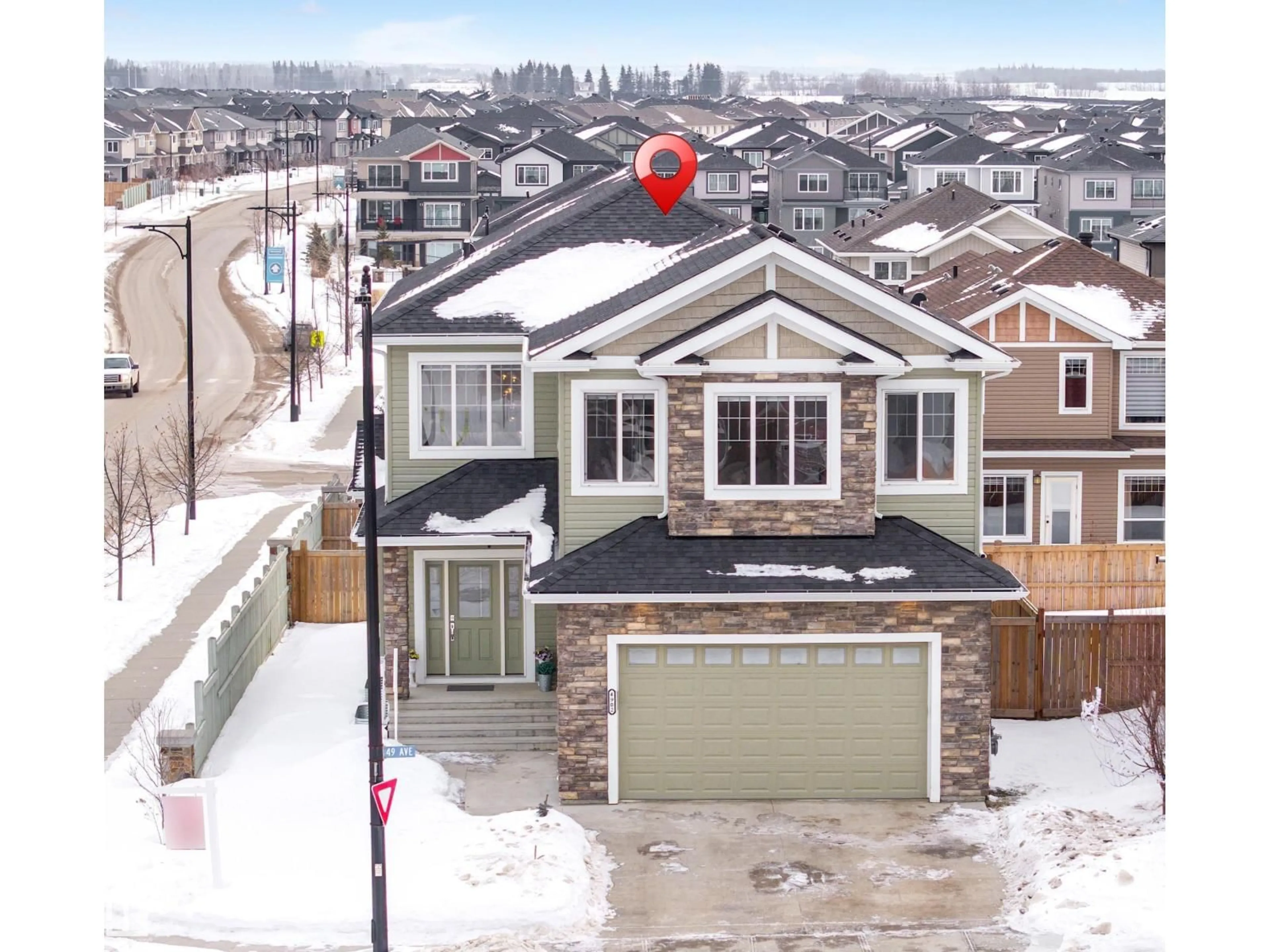 A pic from outside/outdoor area/front of a property/back of a property/a pic from drone, street for 4902 38 ST, Beaumont Alberta T4X2B6