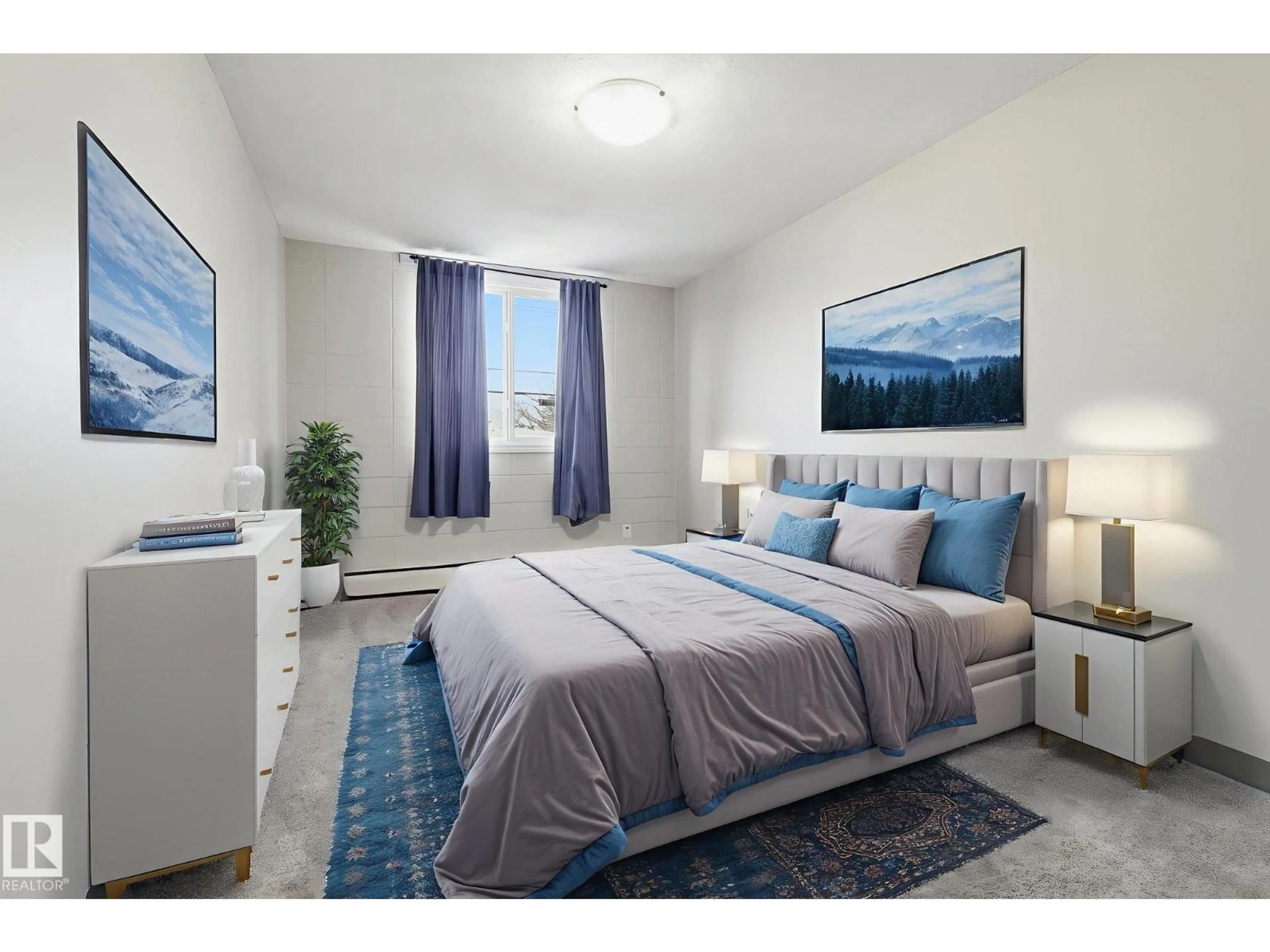 Bedroom with bed, carpet floor for #214 - 10616 156 ST, Edmonton Alberta T5P2S1