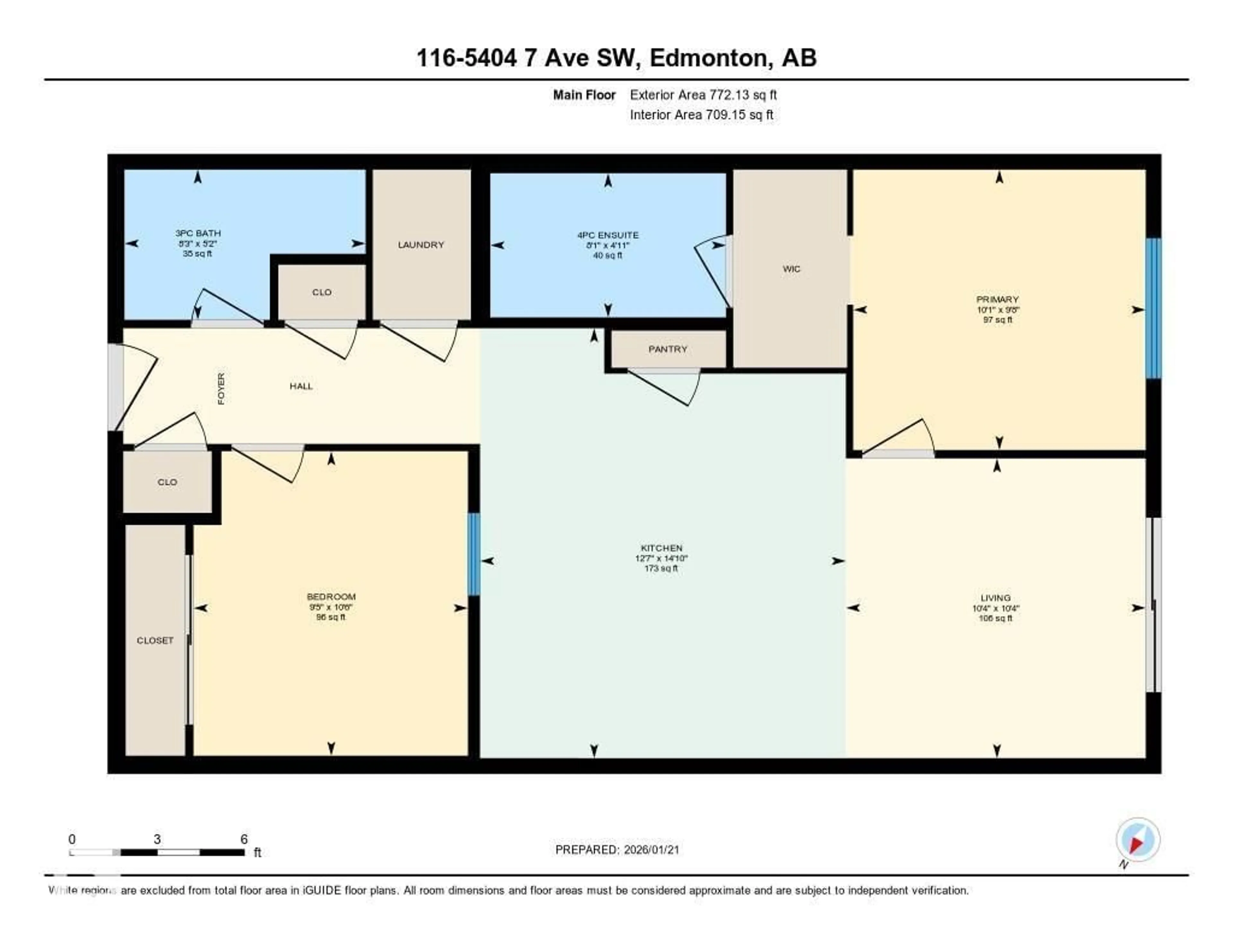 Floor plan for #116 - 5404 7 AV SW, Edmonton Alberta T6X2K4