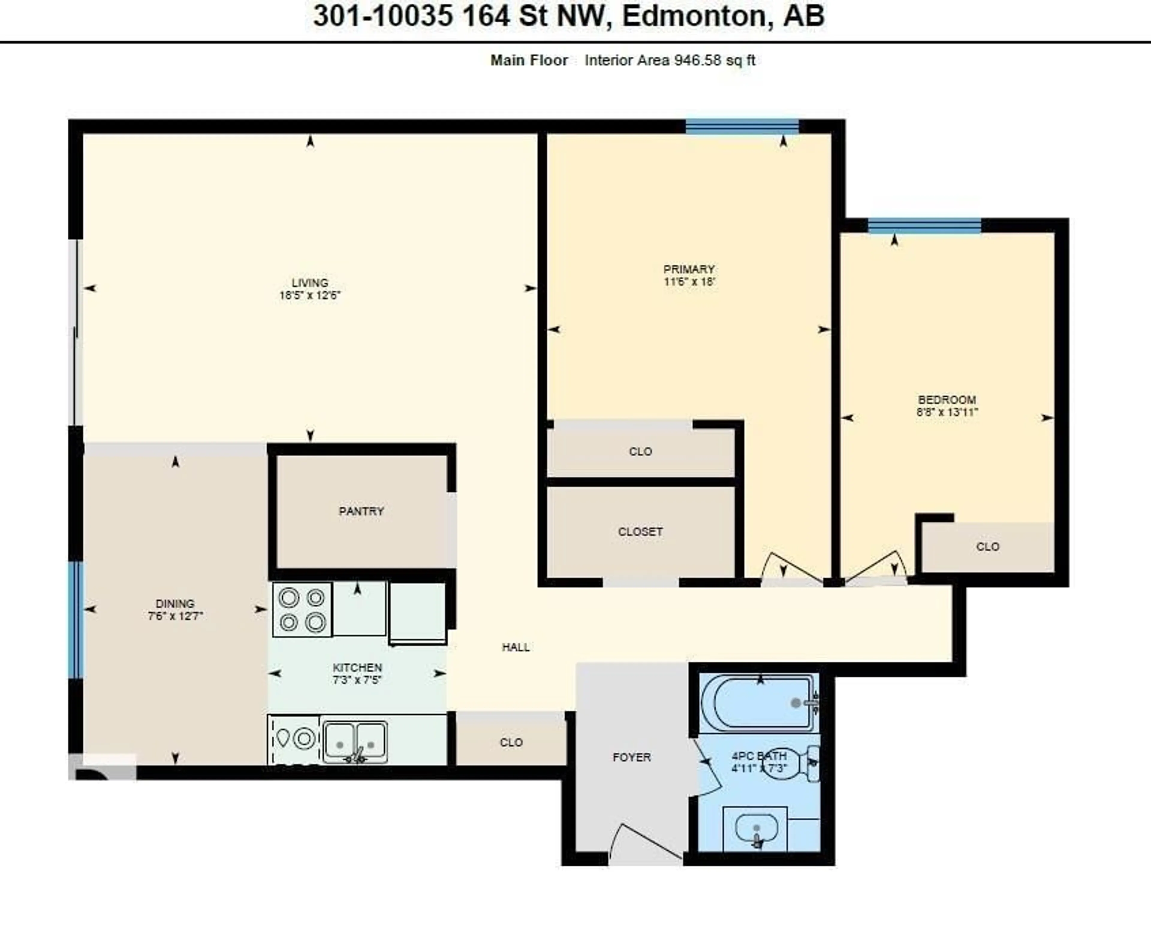Floor plan for #301 - 10035 164 ST, Edmonton Alberta T5P4L4