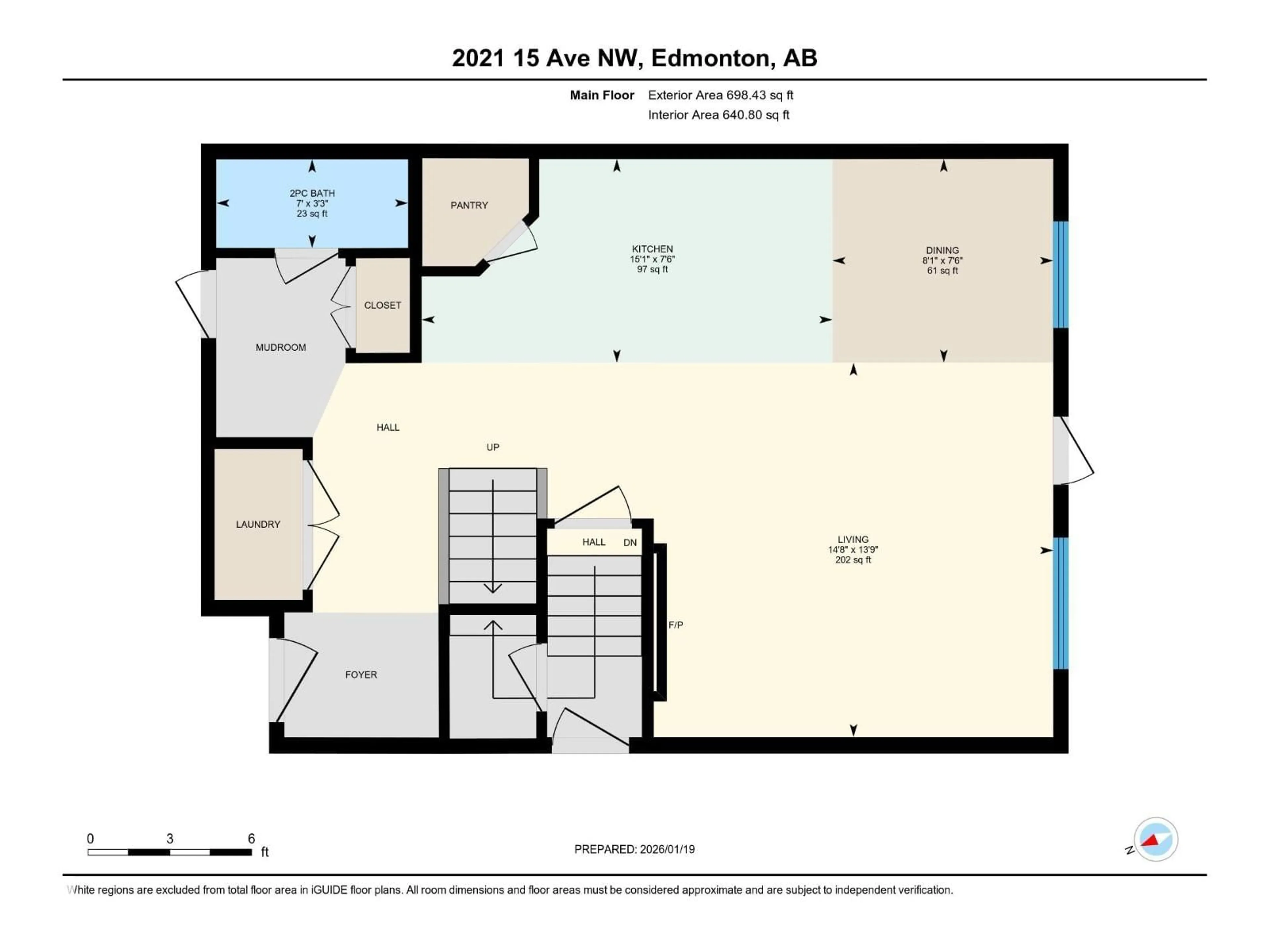 Floor plan for 2021 15 AV, Edmonton Alberta T6T1B2