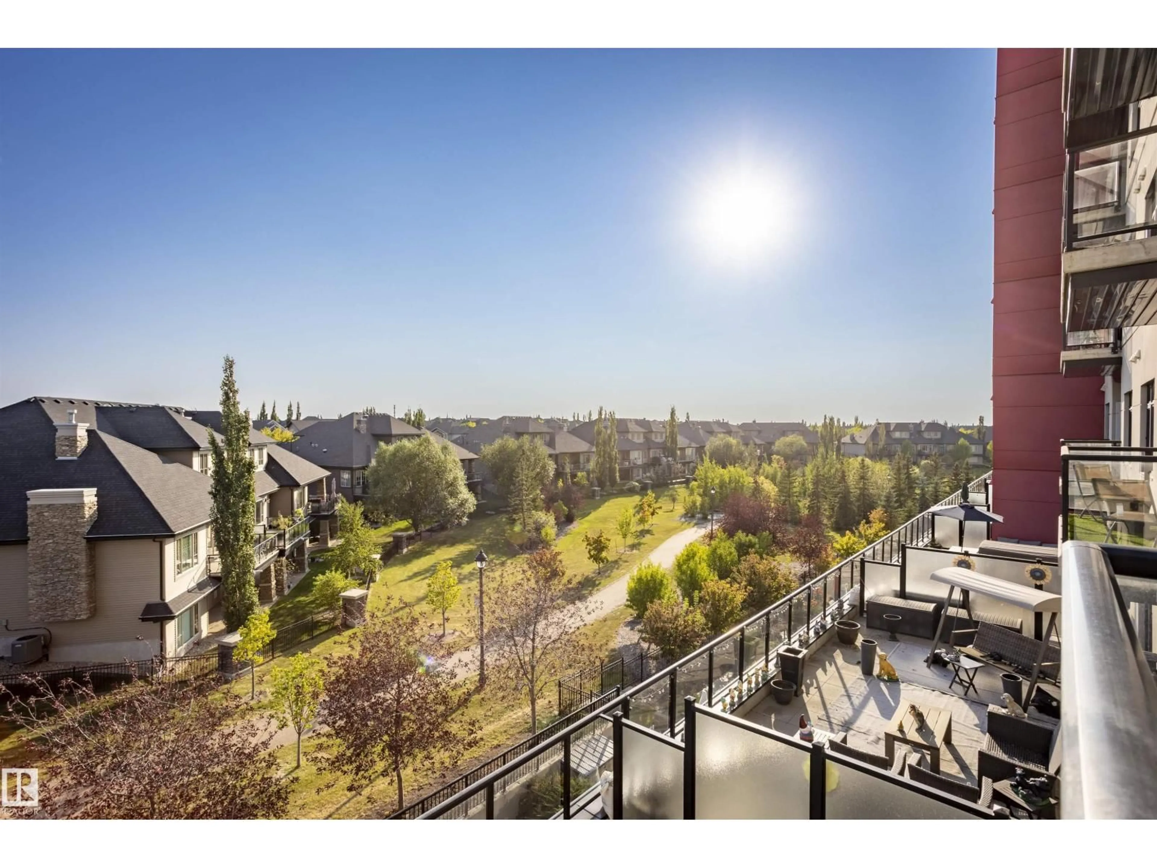 A pic from outside/outdoor area/front of a property/back of a property/a pic from drone, city buildings view from balcony for 307 - 5151 WINDERMERE BV, Edmonton Alberta T6W2K4