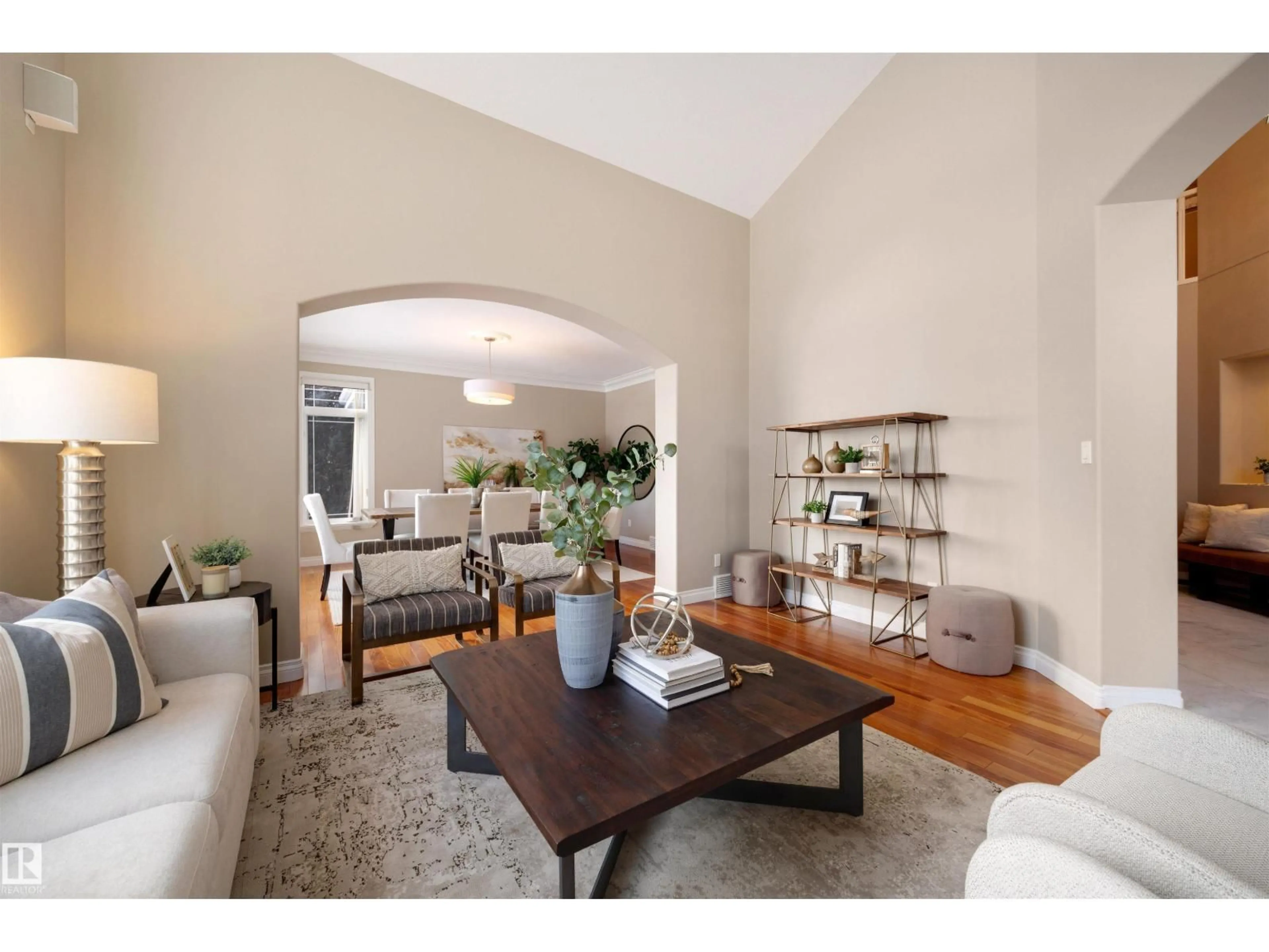 Living room with furniture, wood/laminate floor for 9704 RIVERSIDE DR, Edmonton Alberta T5N3M6