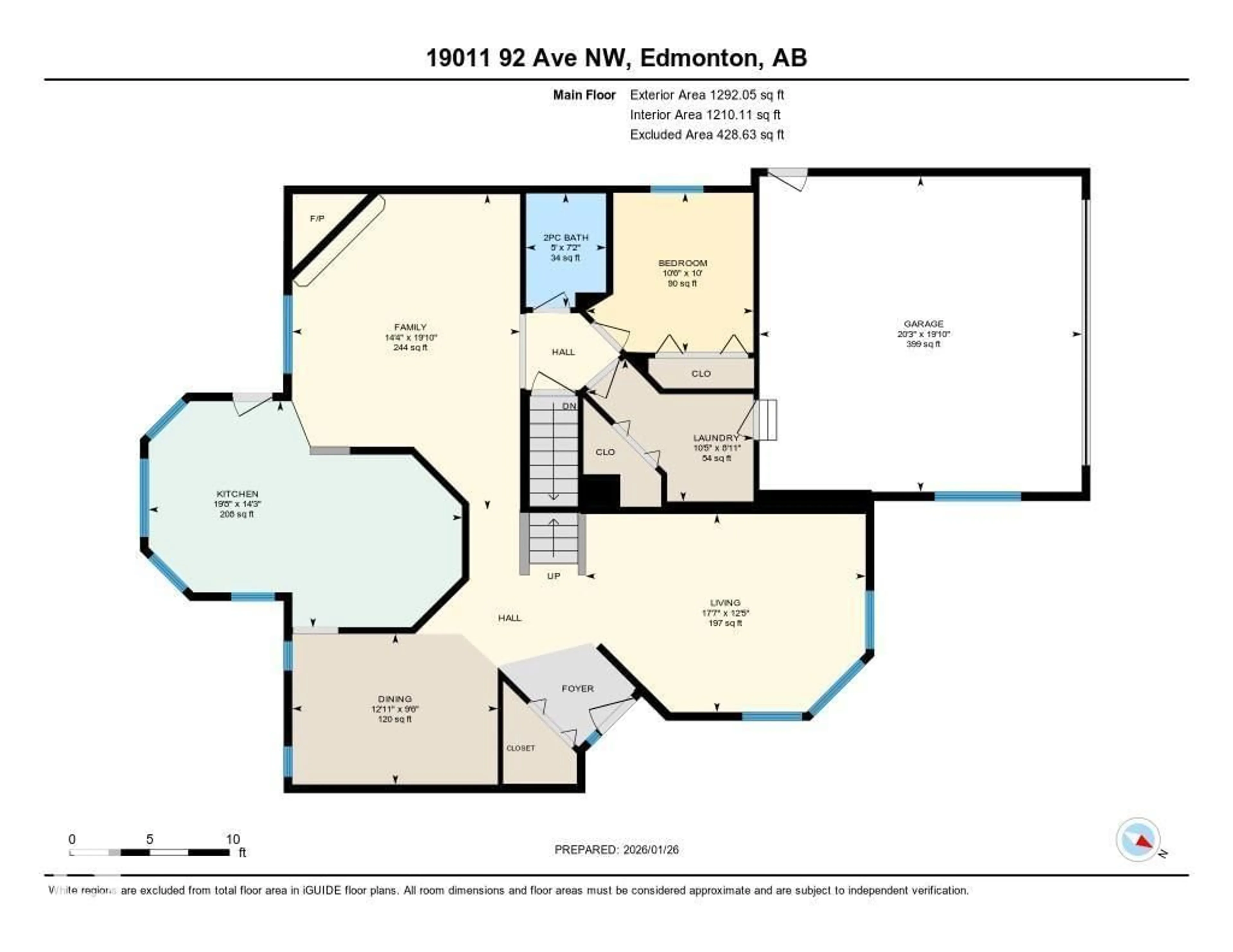Floor plan for 19011 92A AV, Edmonton Alberta T5T5R2